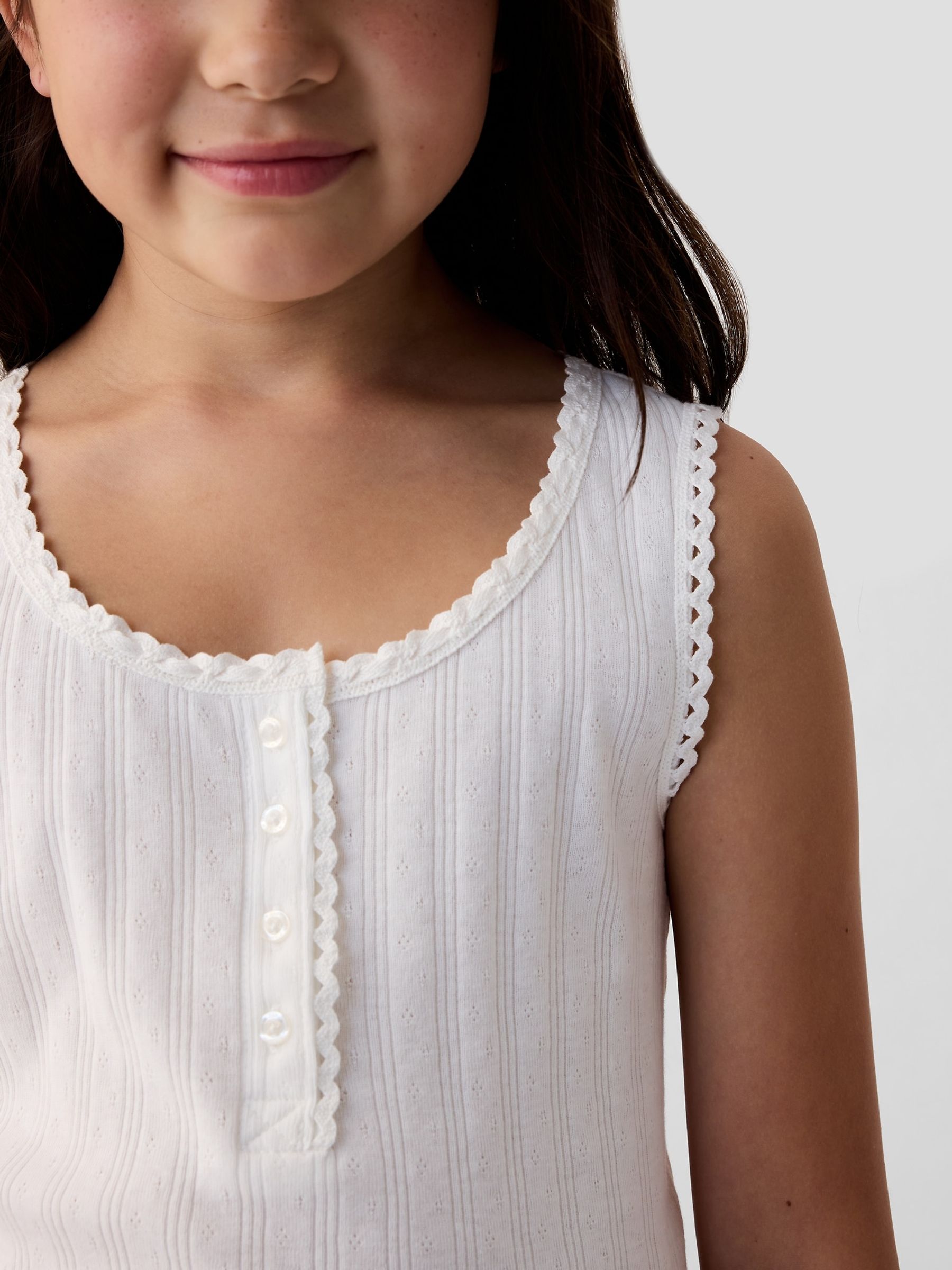 White DÔEN Pointelle Sleeveless Vest (Kids) - Image 4 of 4