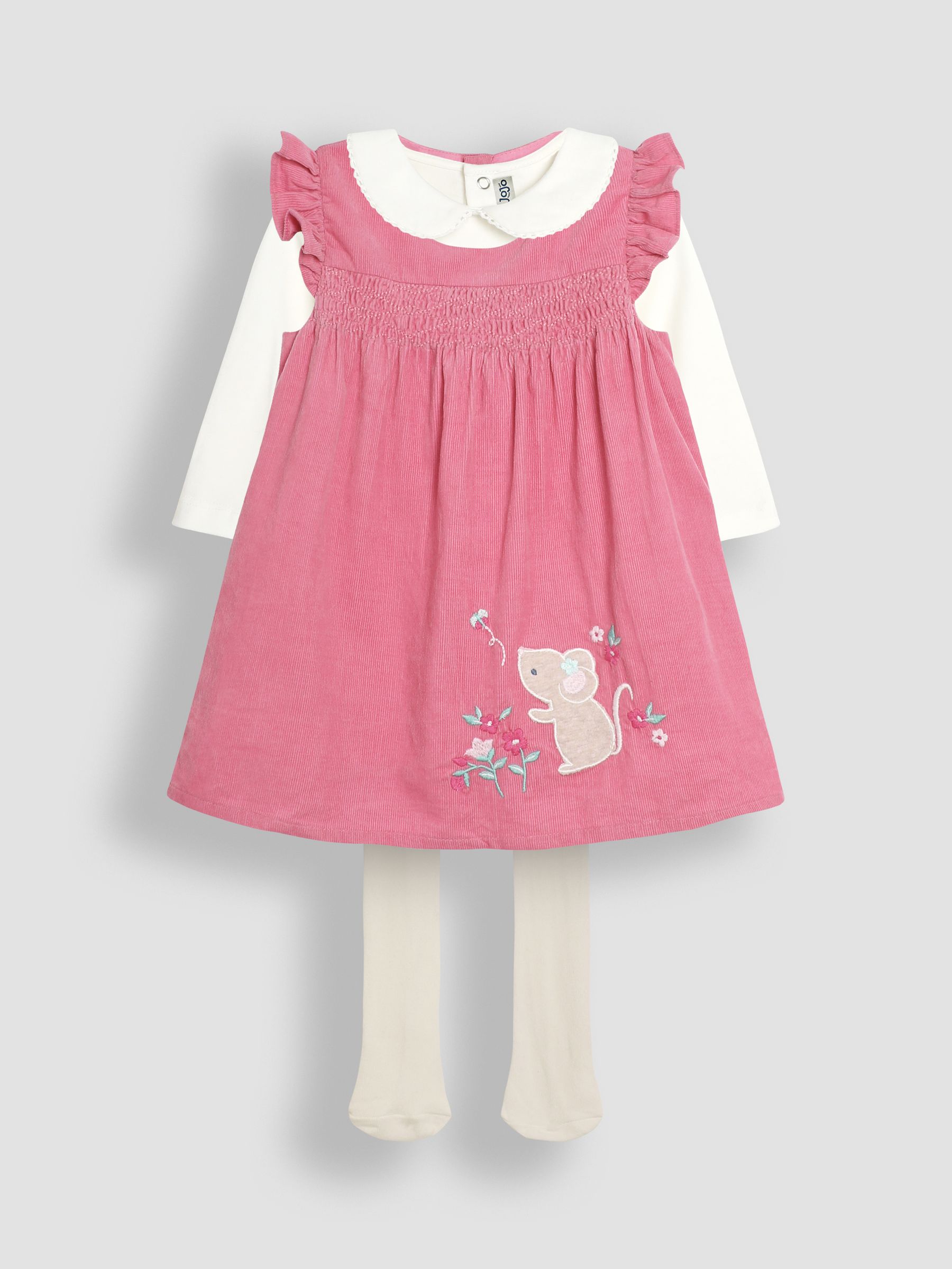 Pink Mouse Appliqué Cord Baby Dress And Top Set - Image 1 of 9