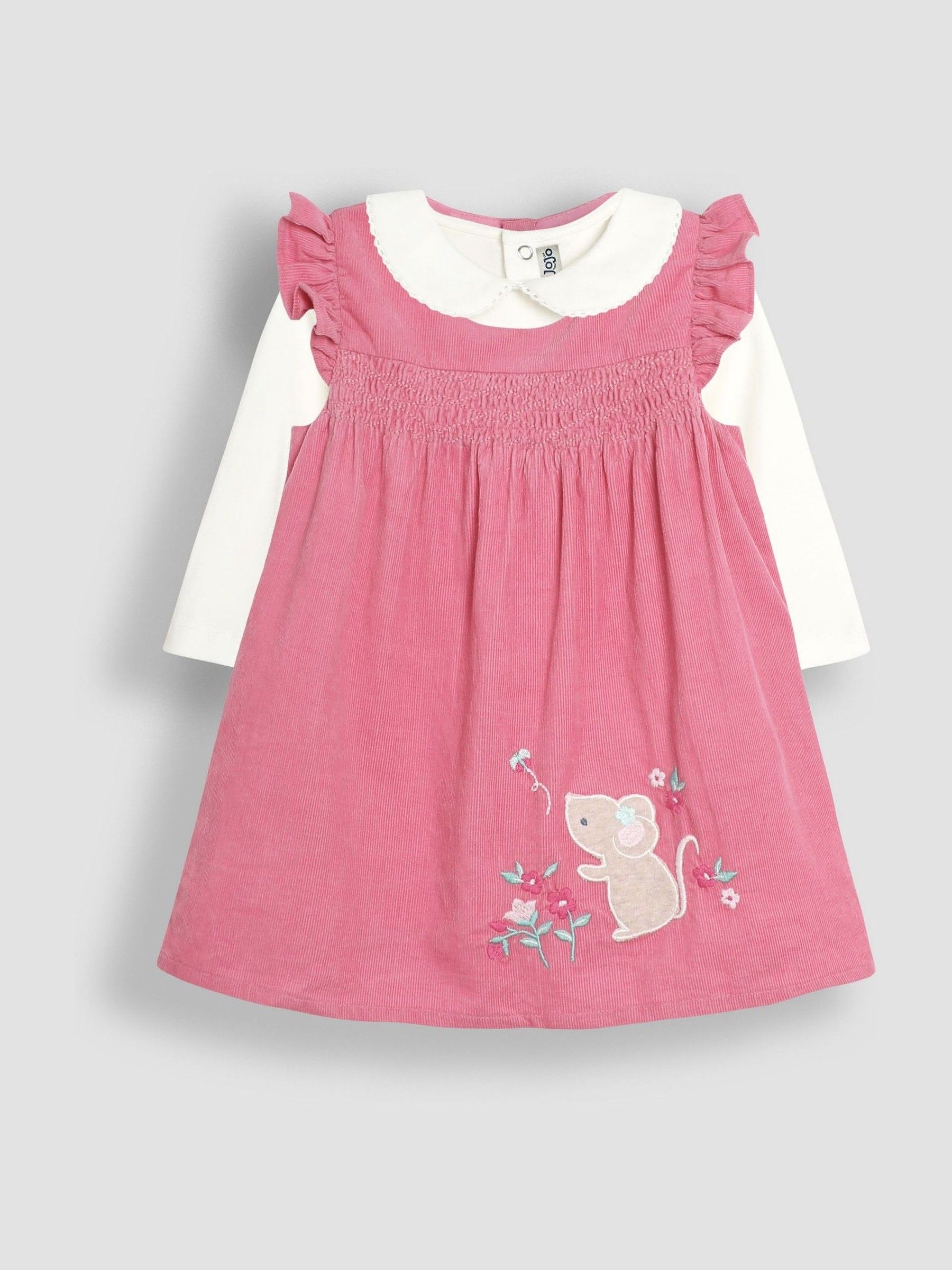 Pink Mouse Appliqué Cord Baby Dress And Top Set - Image 2 of 9