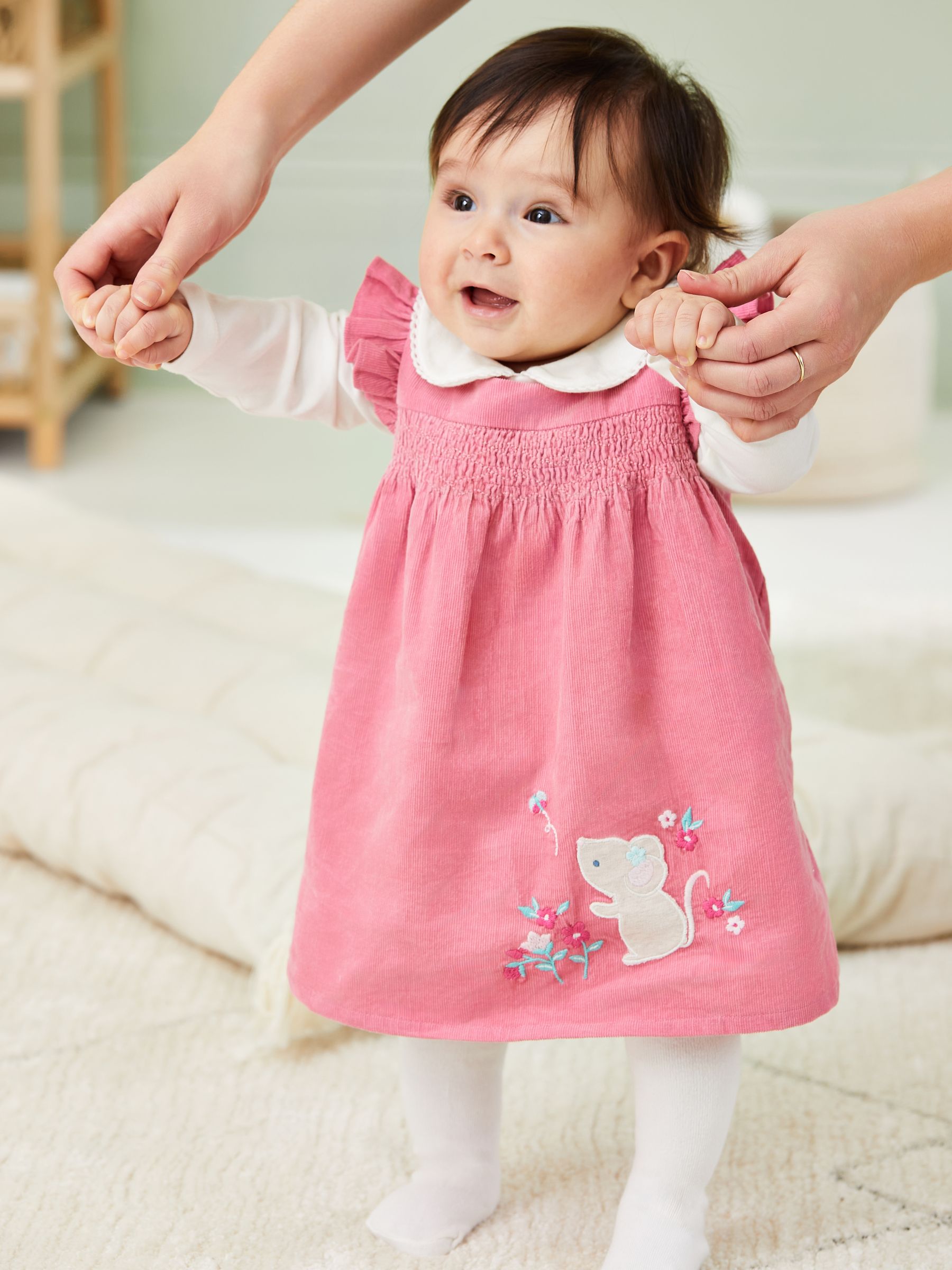 Pink Mouse Appliqué Cord Baby Dress And Top Set - Image 9 of 9