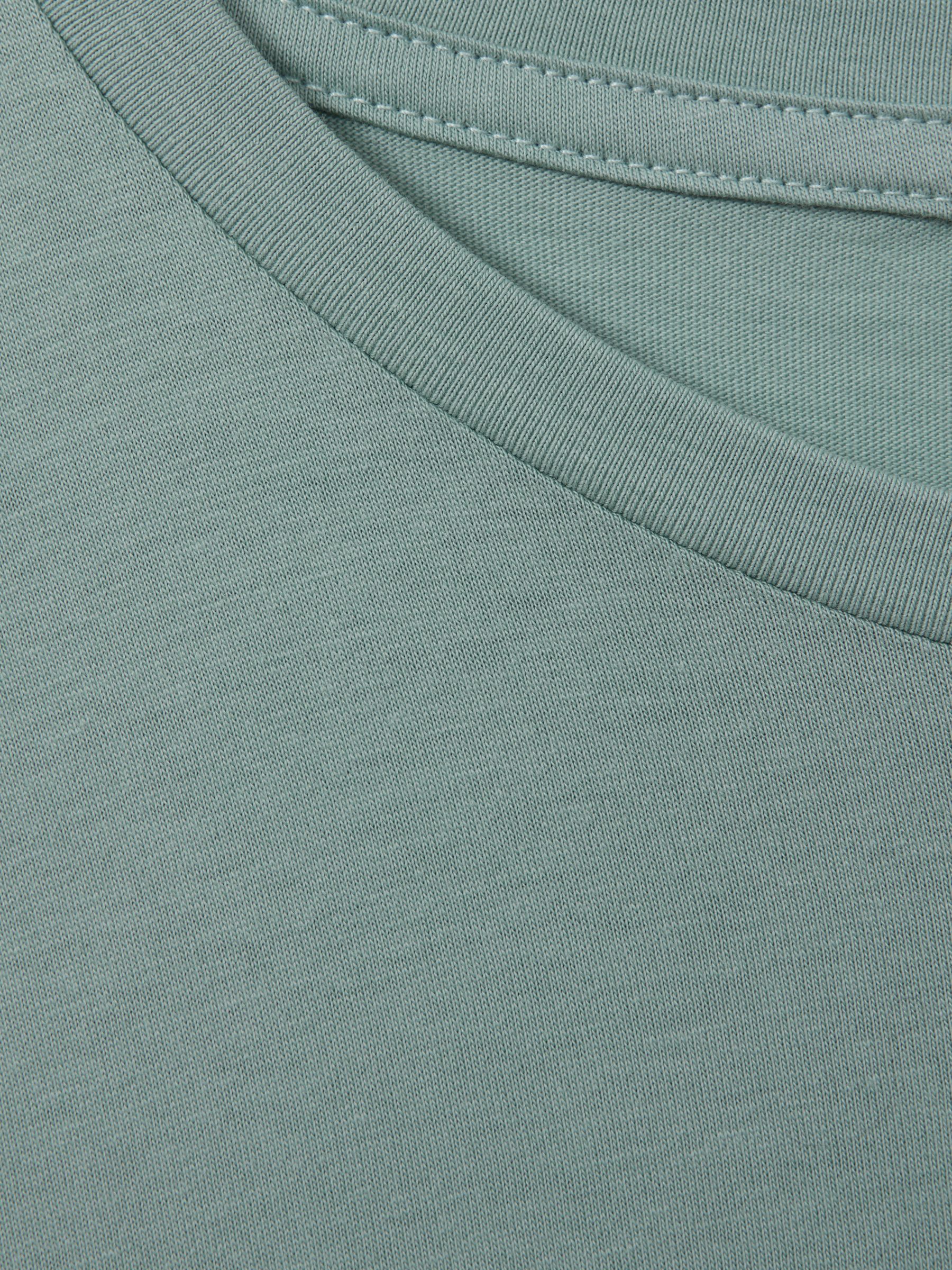 Cotton Crew Neck T-Shirt in Aqua Blue - Image 6 of 6