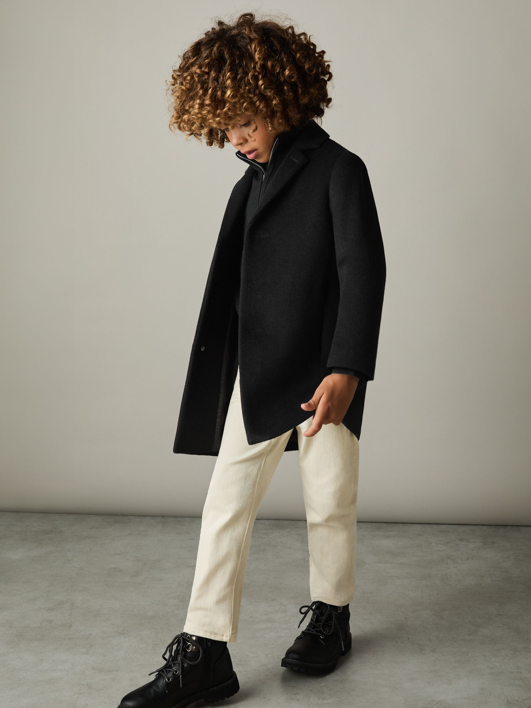 3-9 yrs Single Breasted Overcoat in Black - Image 3 of 7