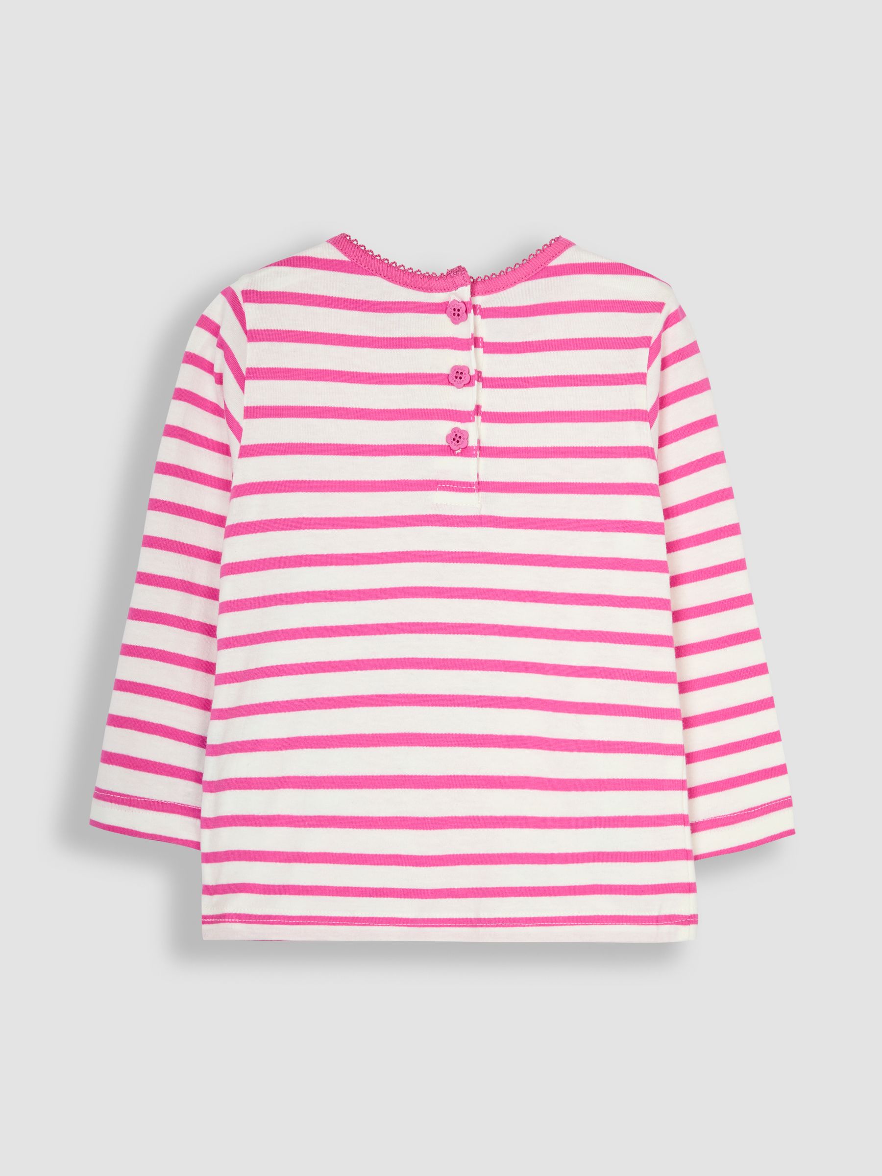 Fuchsia Pink Dino Long Sleeve Stripe Appliqué Top - Image 2 of 3