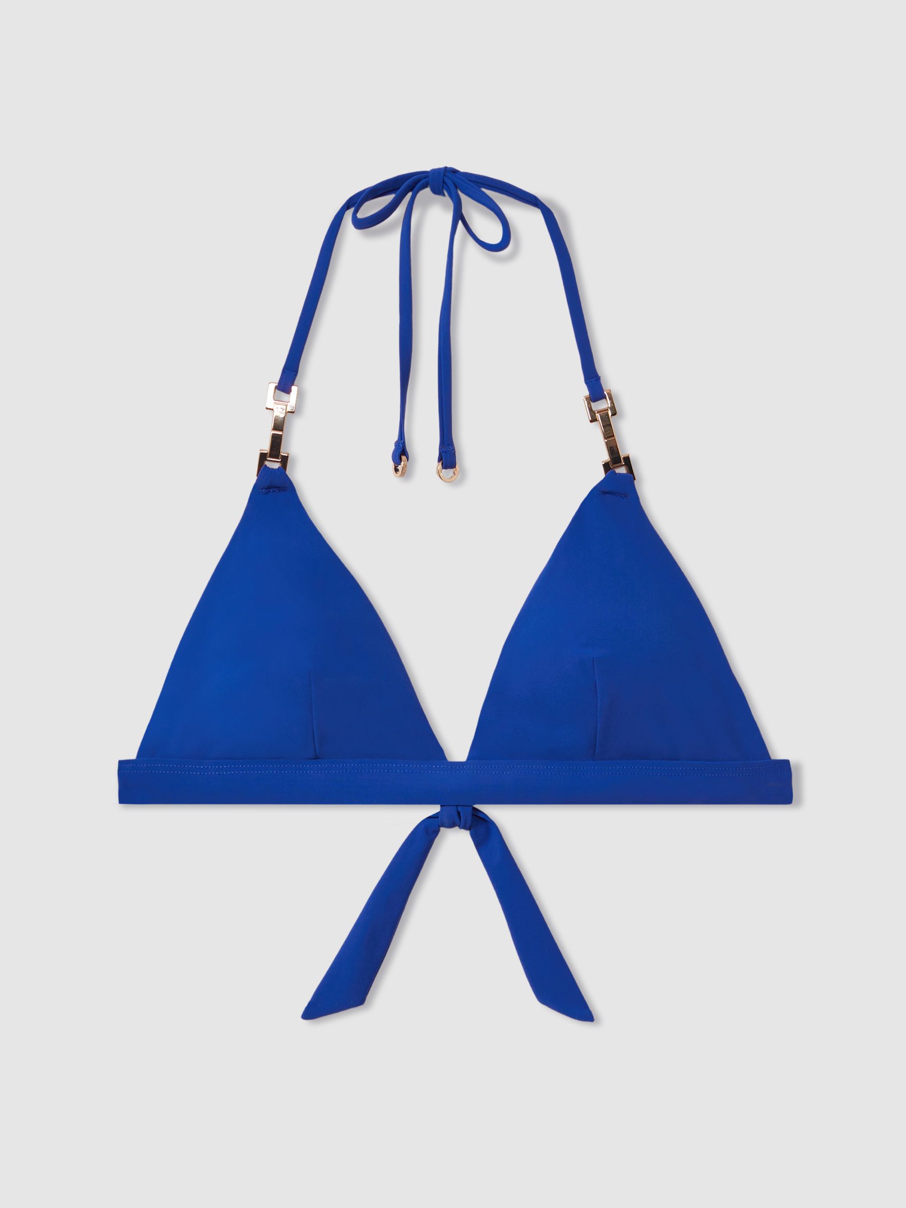 Riah Cobalt Blue Triangle Halter Neck Bikini Top - Image 2 of 4