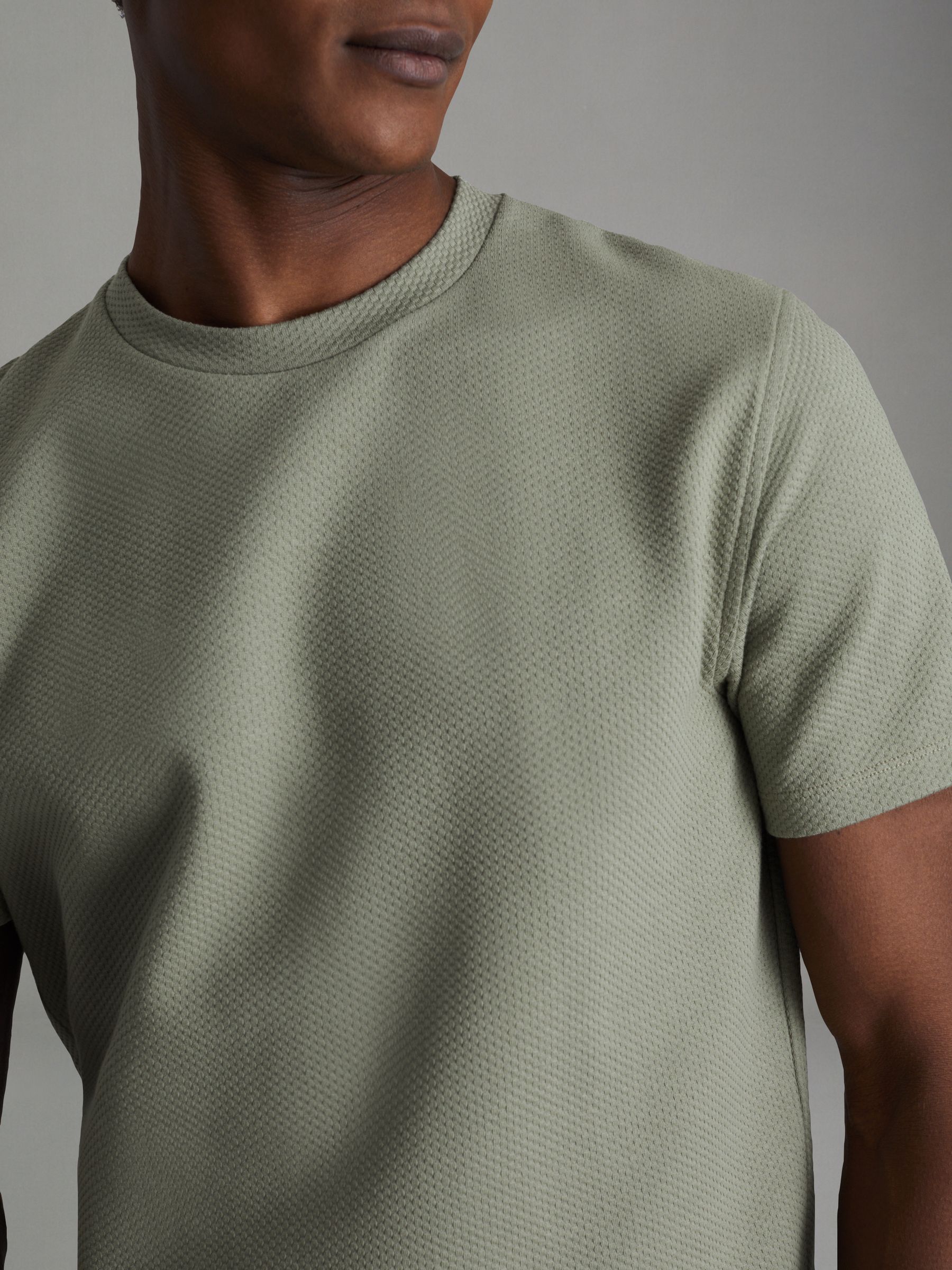 Slim Fit Honeycomb T-Shirt in Pistachio - Image 1 of 5