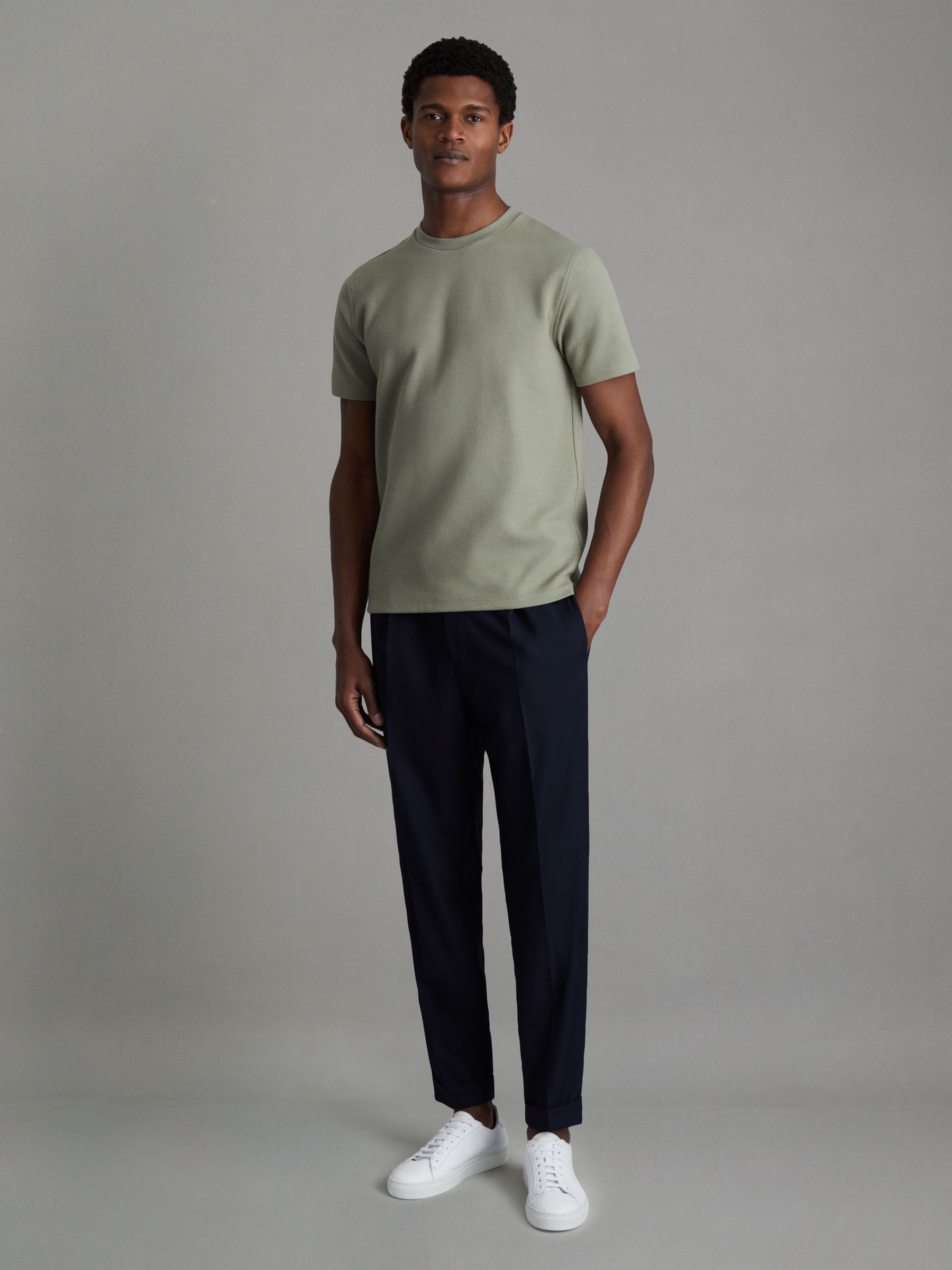 Slim Fit Honeycomb T-Shirt in Pistachio - Image 3 of 5