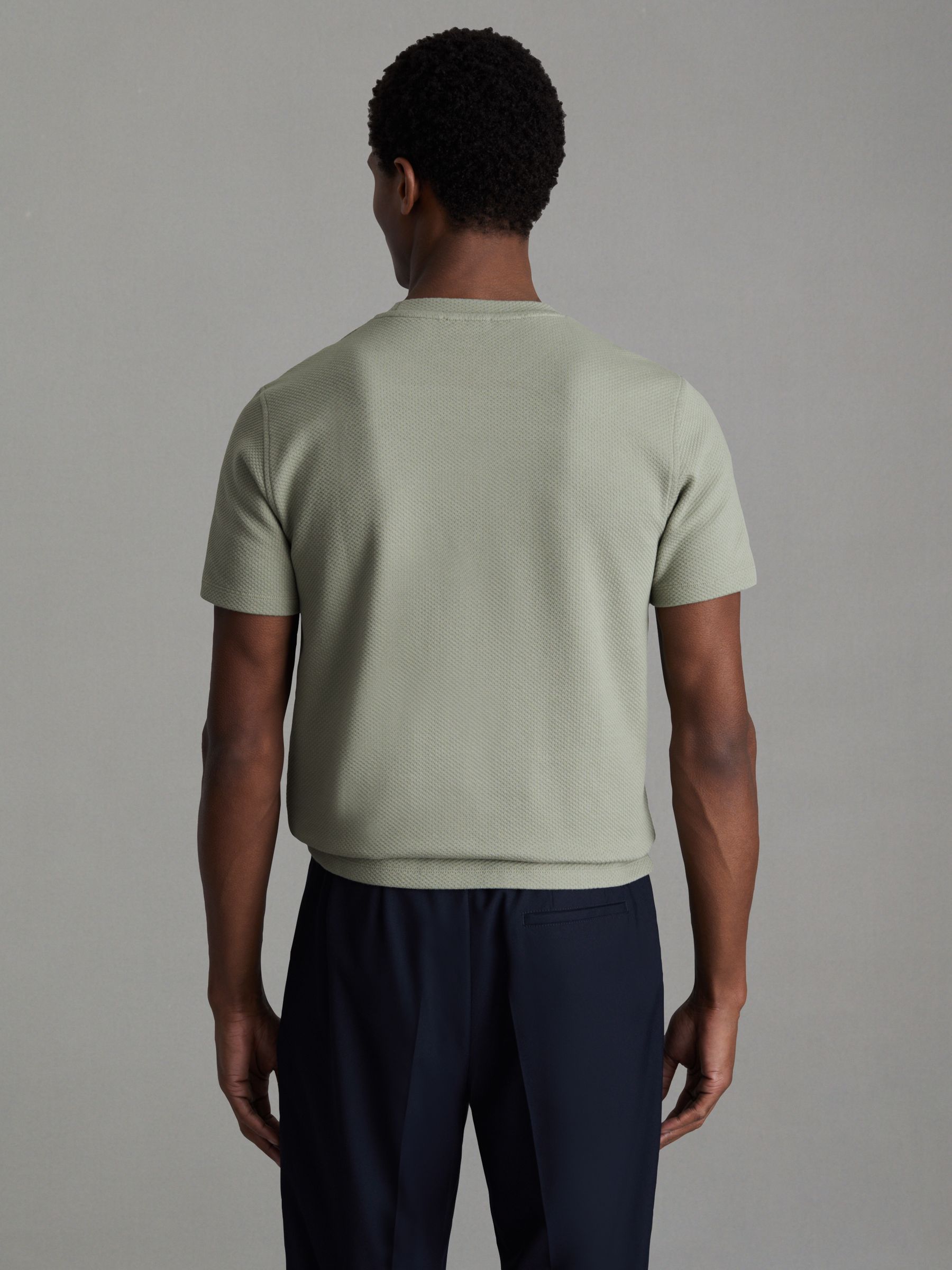 Slim Fit Honeycomb T-Shirt in Pistachio - Image 4 of 5