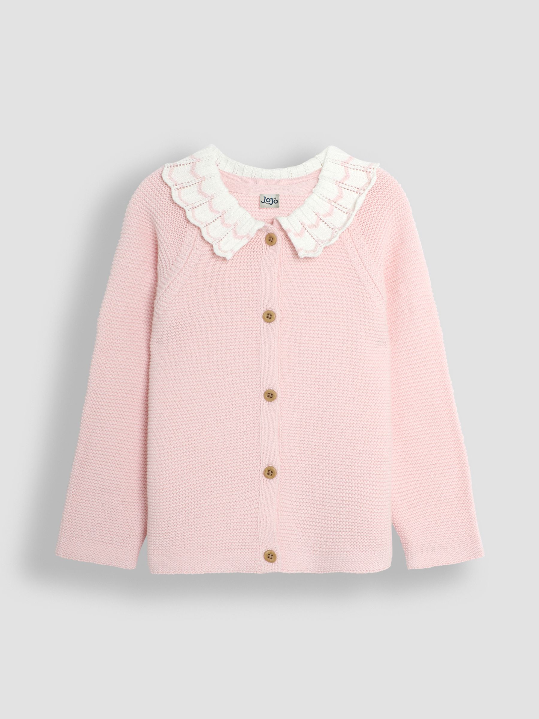 Pink Broderie Collar Cotton Cardigan - Image 1 of 3