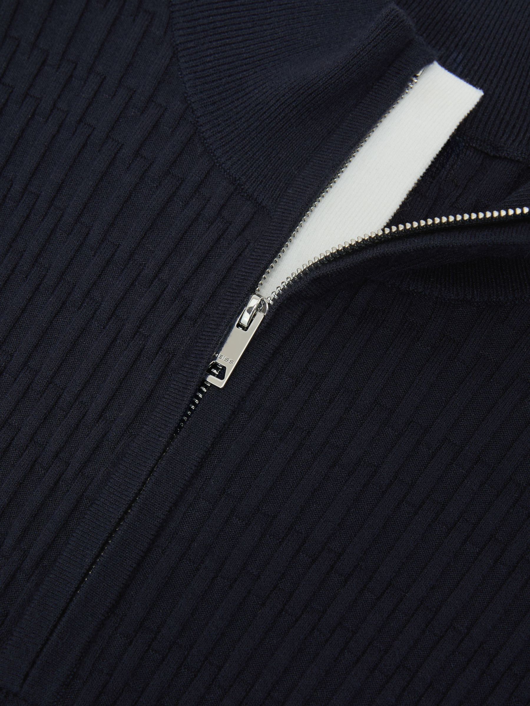 Textured-Knit Half-Zip Jumper in Navy - Image 7 of 7
