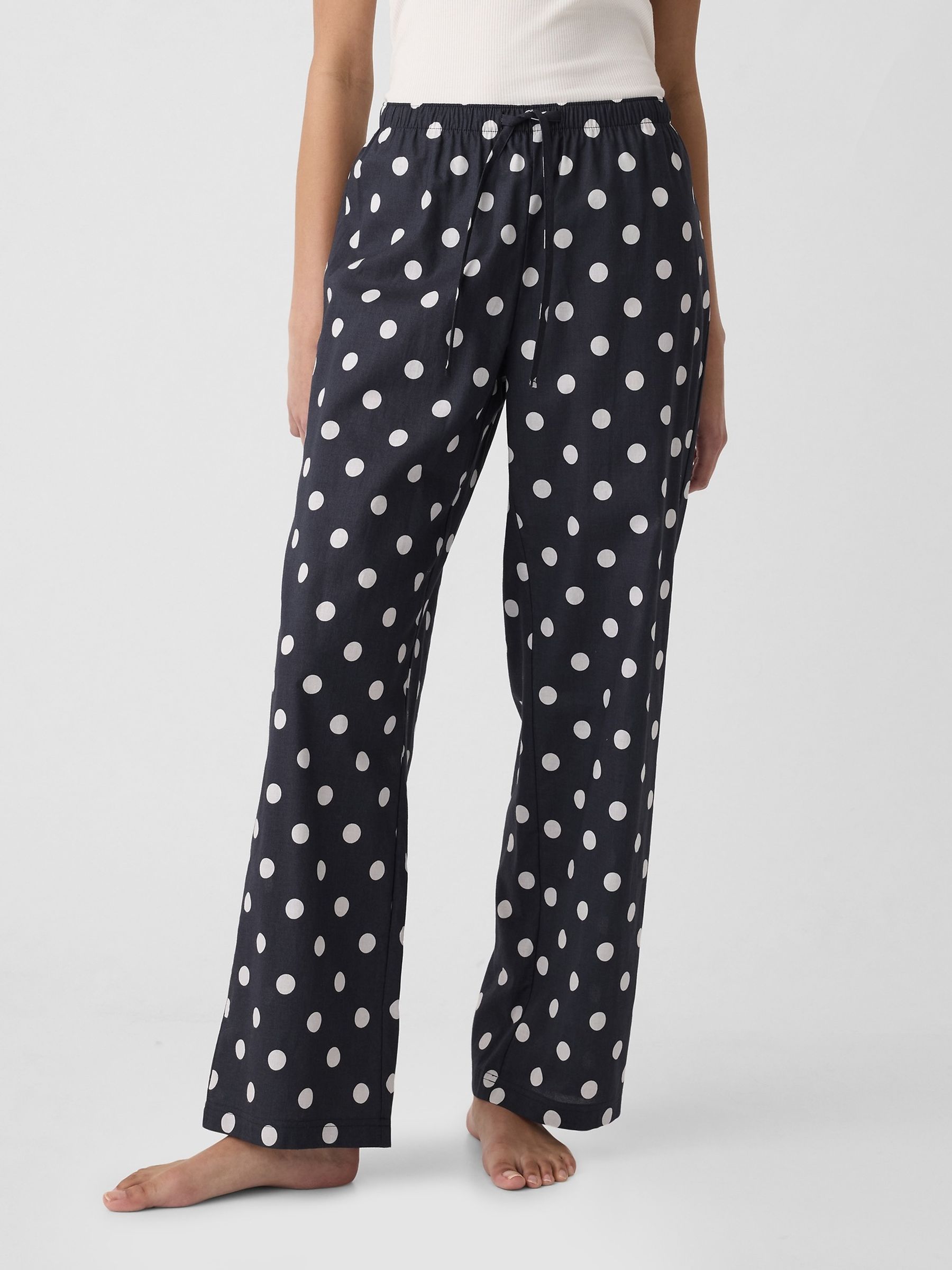 Black Polka Dot Poplin Pyjama Bottoms - Image 1 of 1