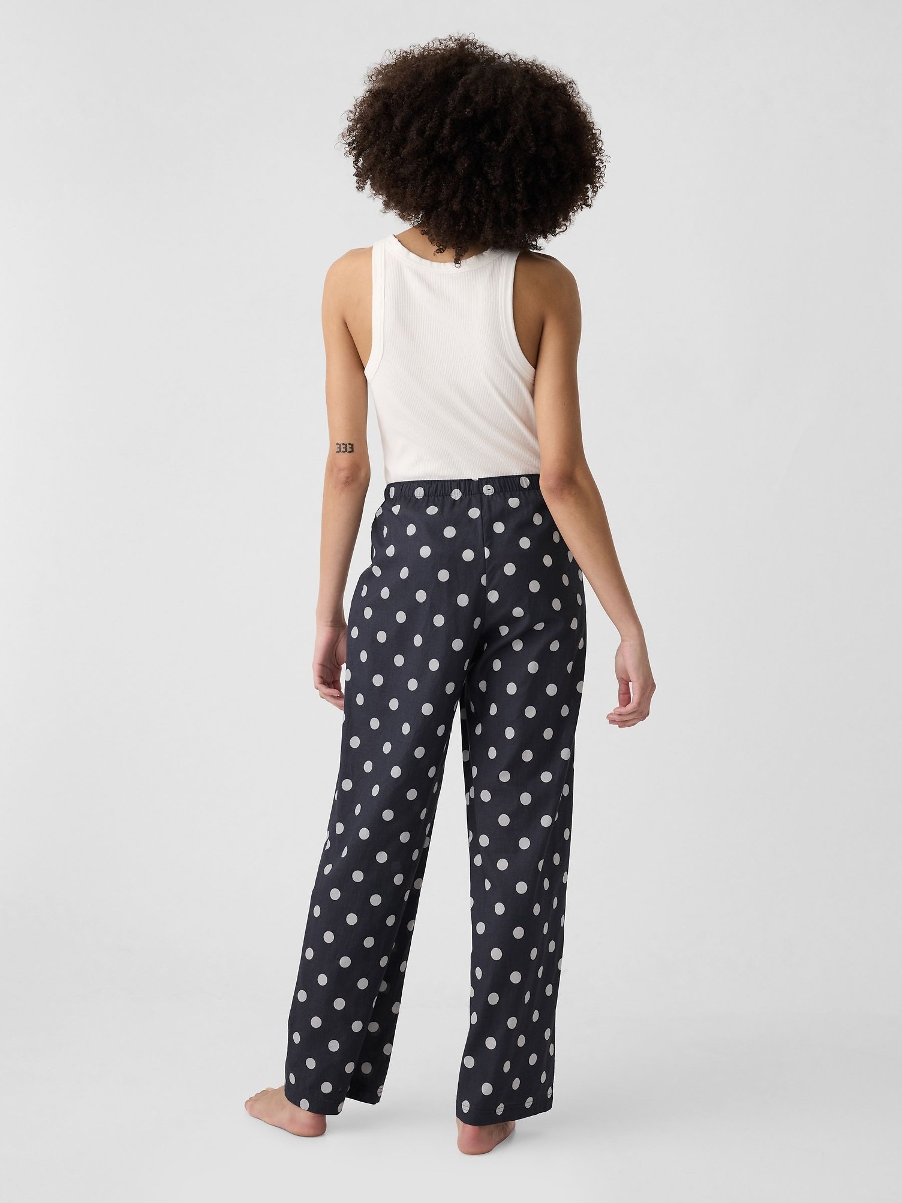 Black Polka Dot Poplin Pyjama Bottoms - Image 2 of 4