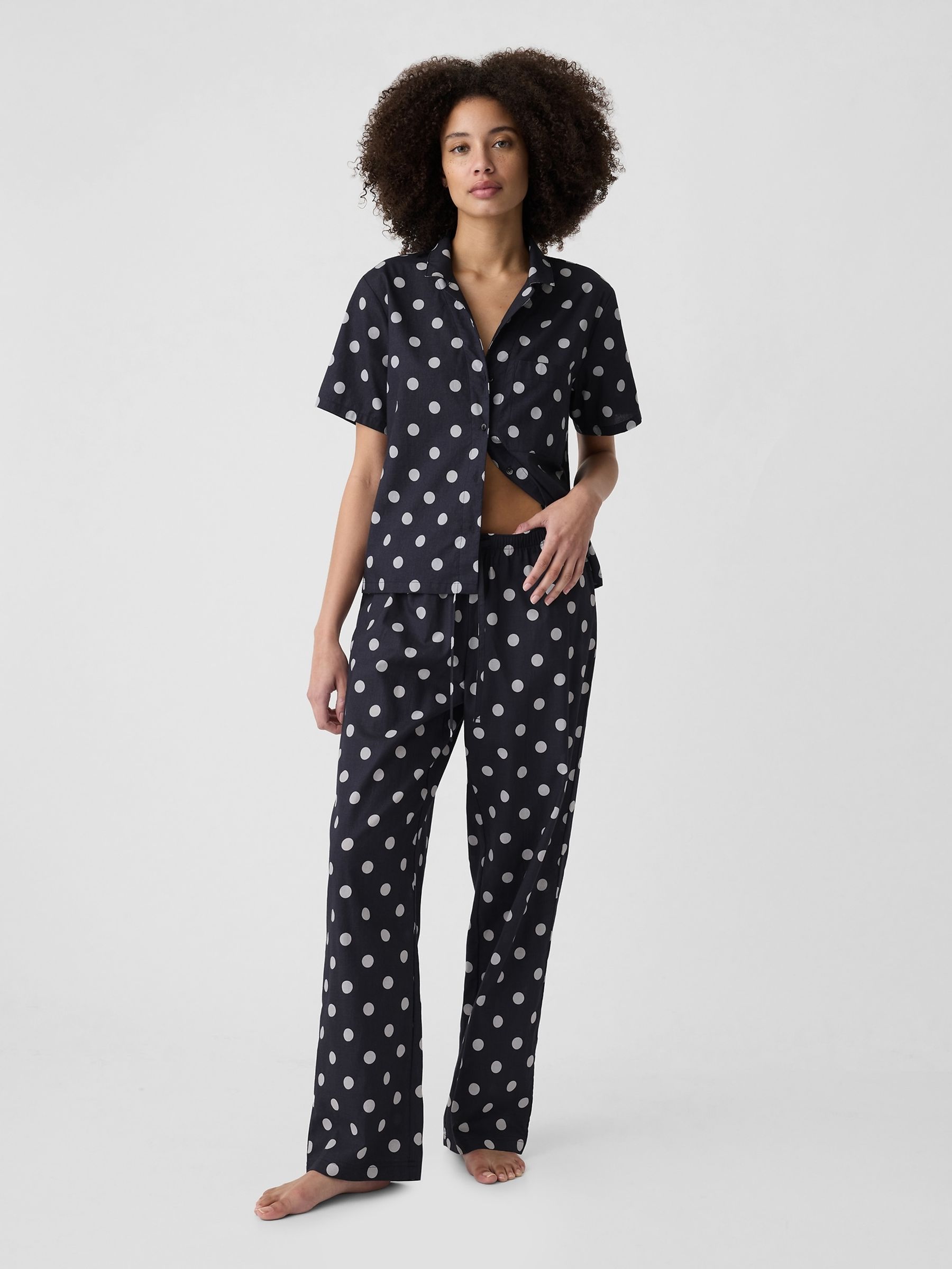 Black Polka Dot Poplin Pyjama Bottoms - Image 3 of 4