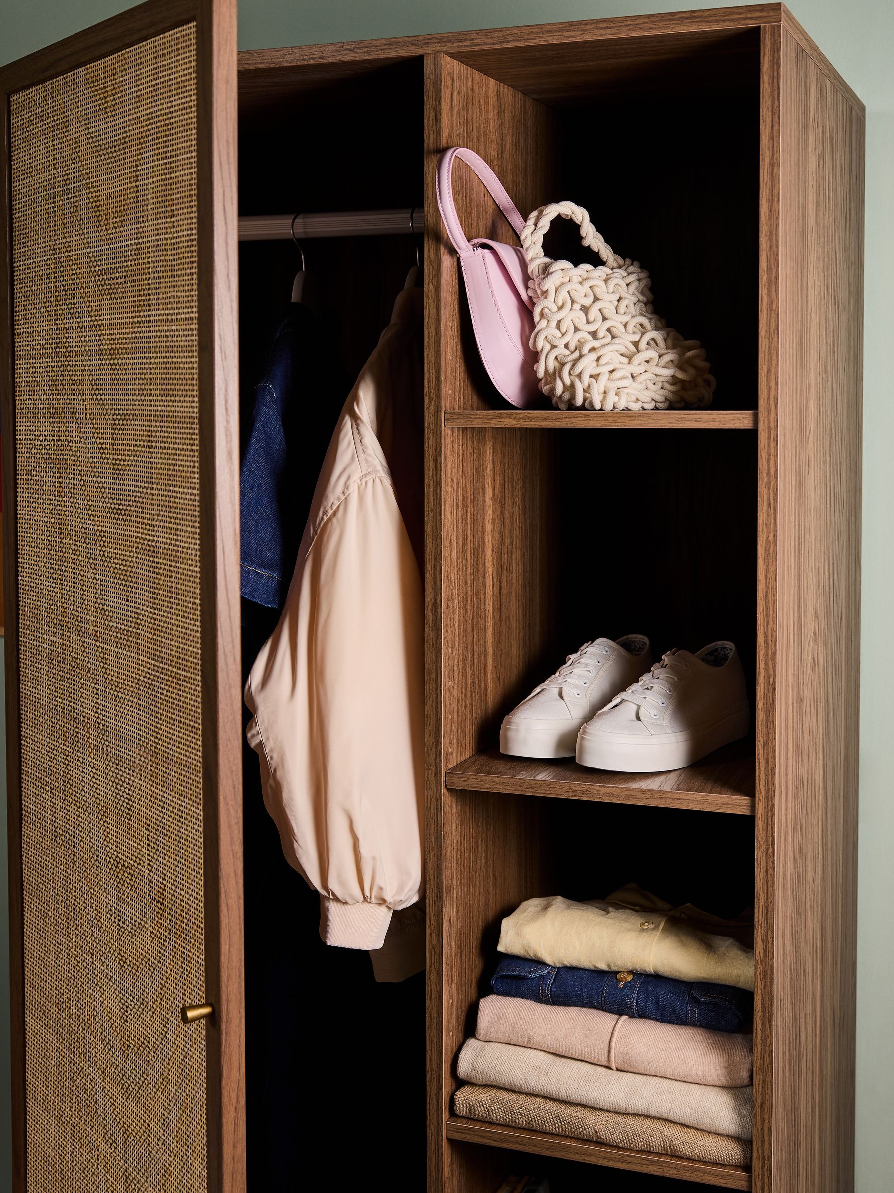 Pavia Rattan Double Wardrobe in Dark Oak Effect - Image 3 of 6
