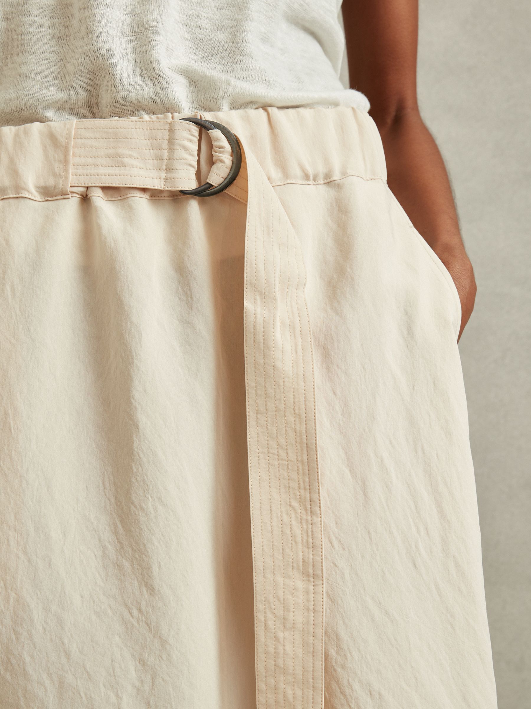 Belted Parachute Midi Skirt in Cream - Image 4 of 6
