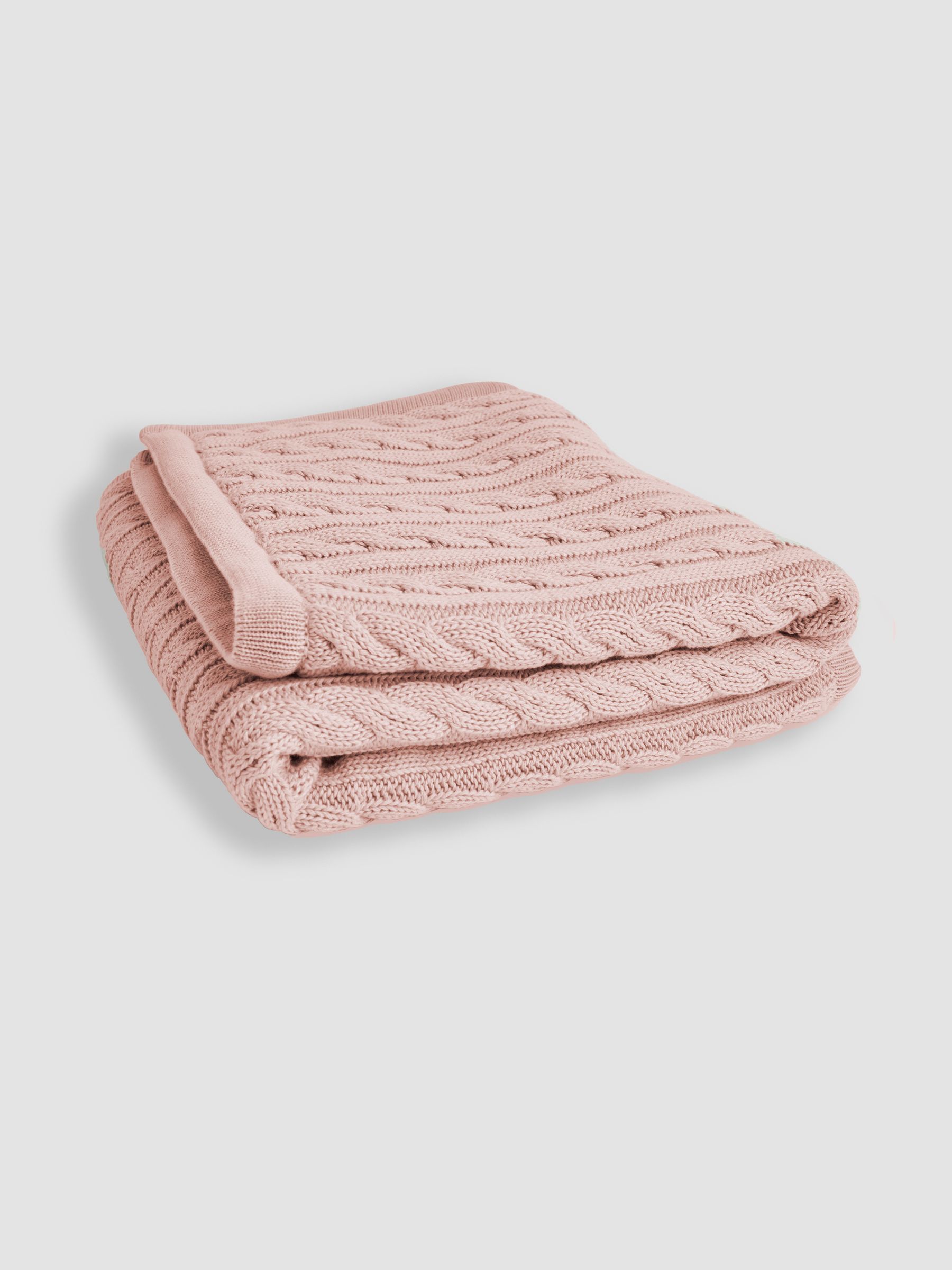 Soft Pink Cable Knit Sherpa Fleece Blanket - Image 3 of 6
