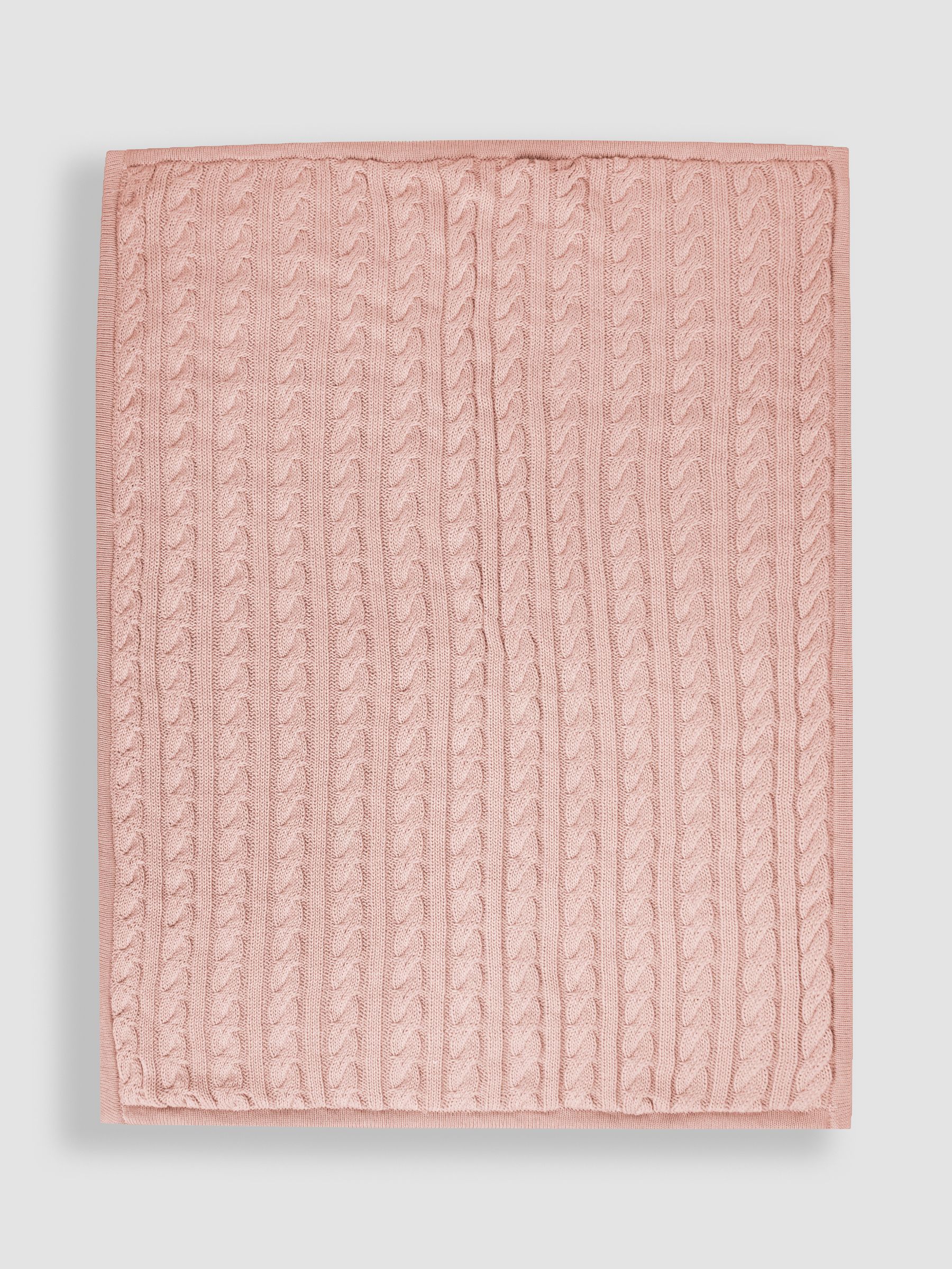 Soft Pink Cable Knit Sherpa Fleece Blanket - Image 4 of 6
