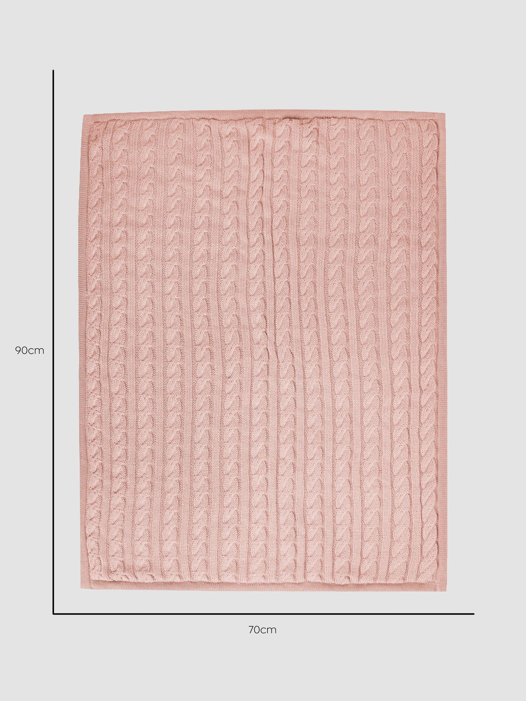 Soft Pink Cable Knit Sherpa Fleece Blanket - Image 5 of 6
