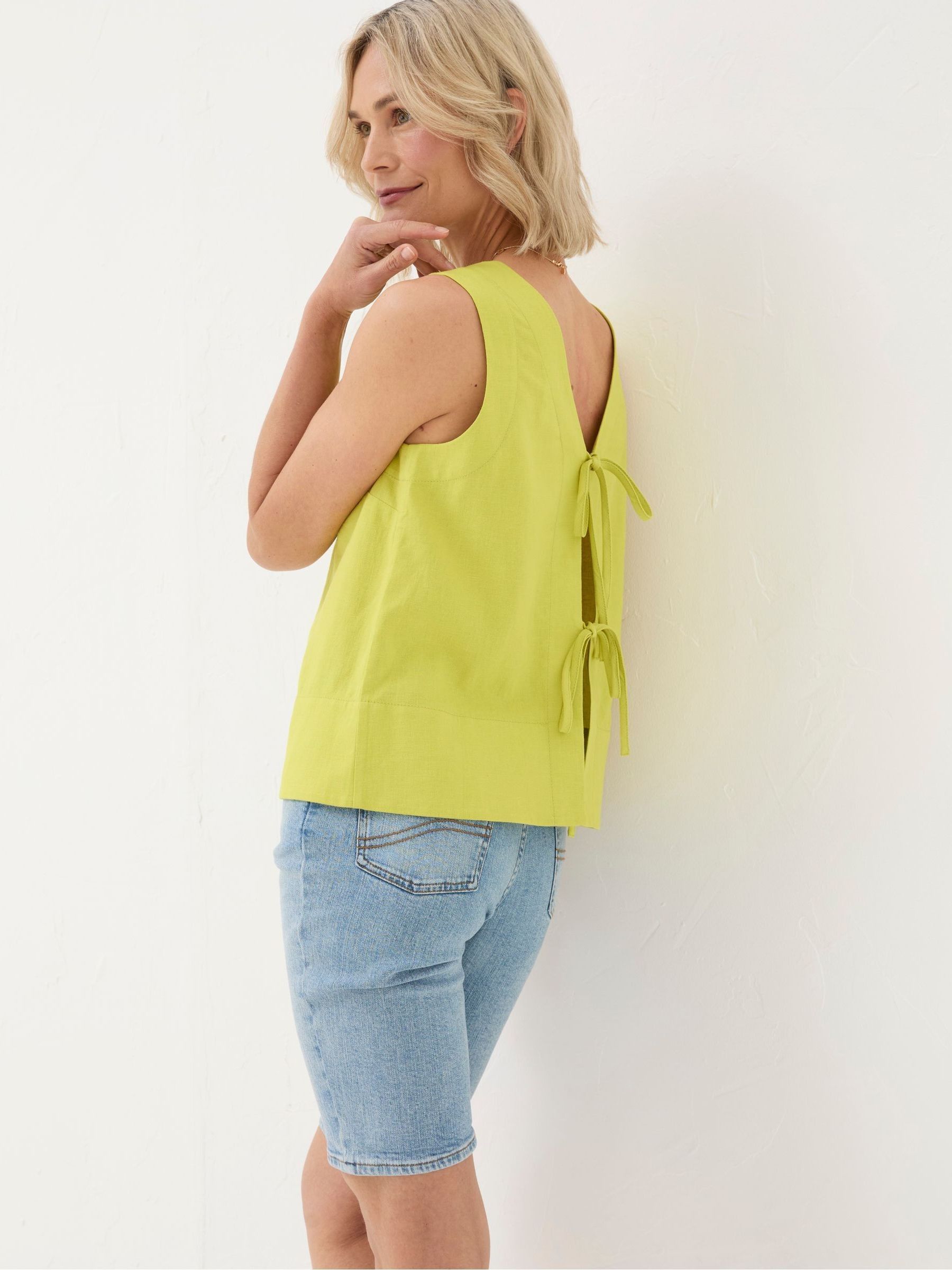 Aditi Green Linen Blend Top - Image 2 of 4