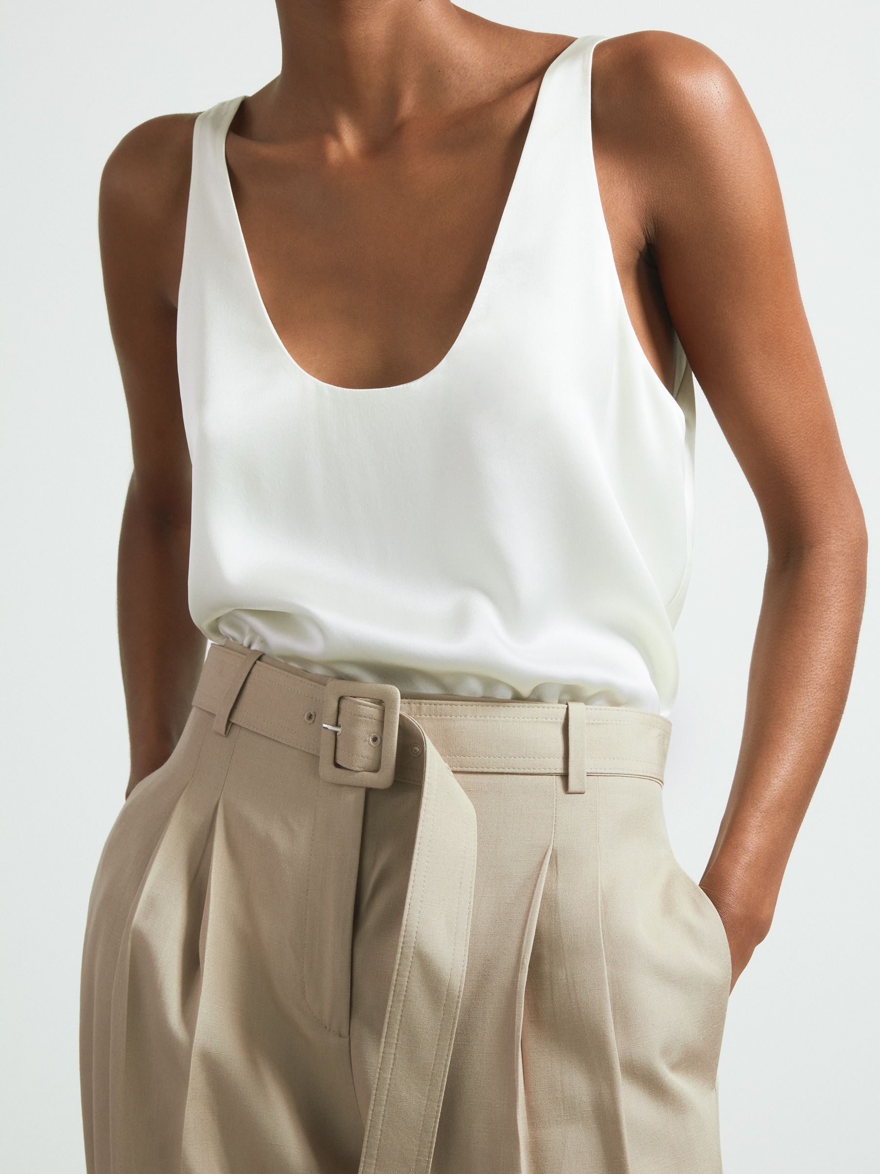 Atelier Belted Wide Leg Trousers in Neutral - Image 3 of 5