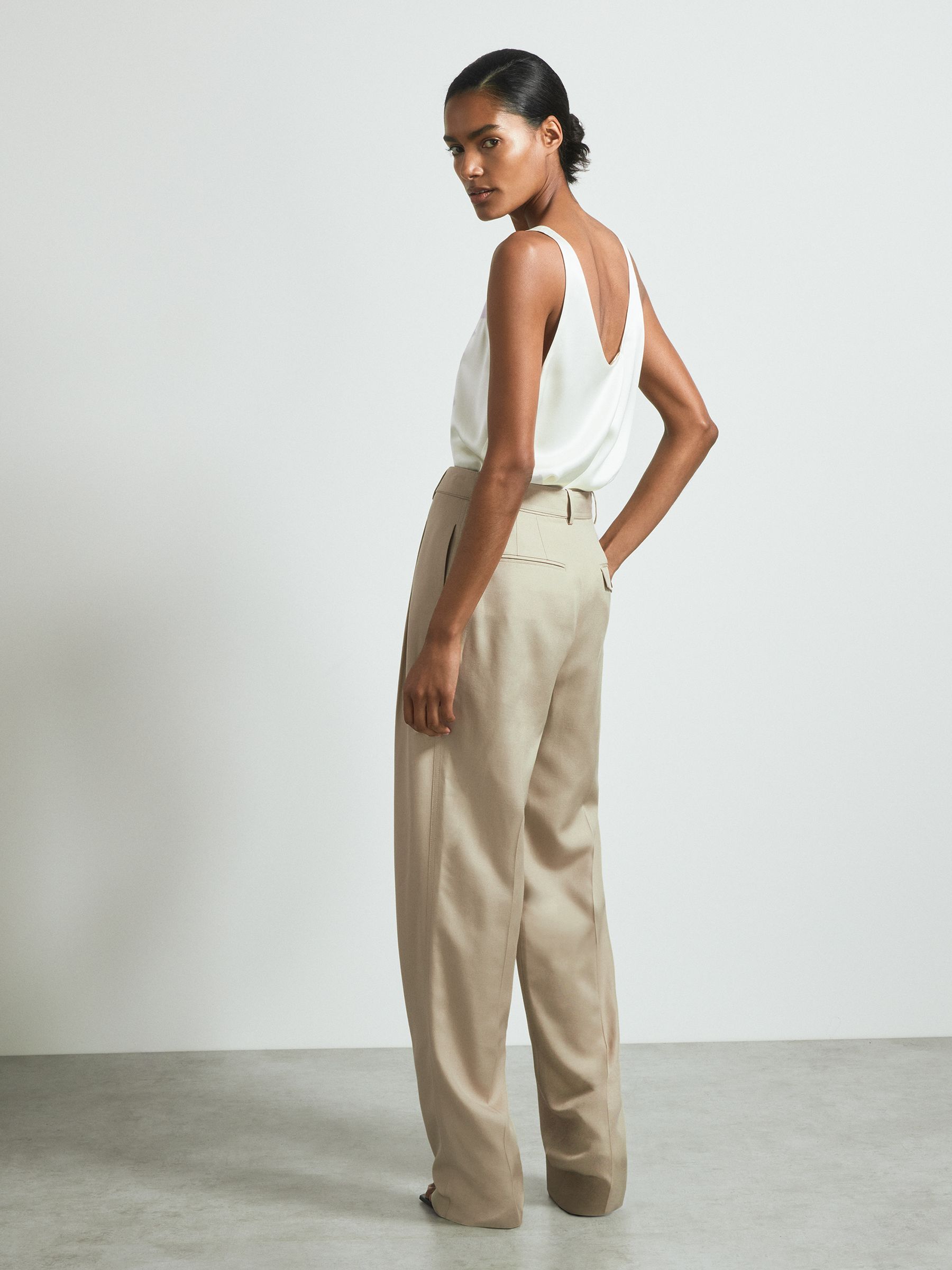 Atelier Belted Wide Leg Trousers in Neutral - Image 4 of 5