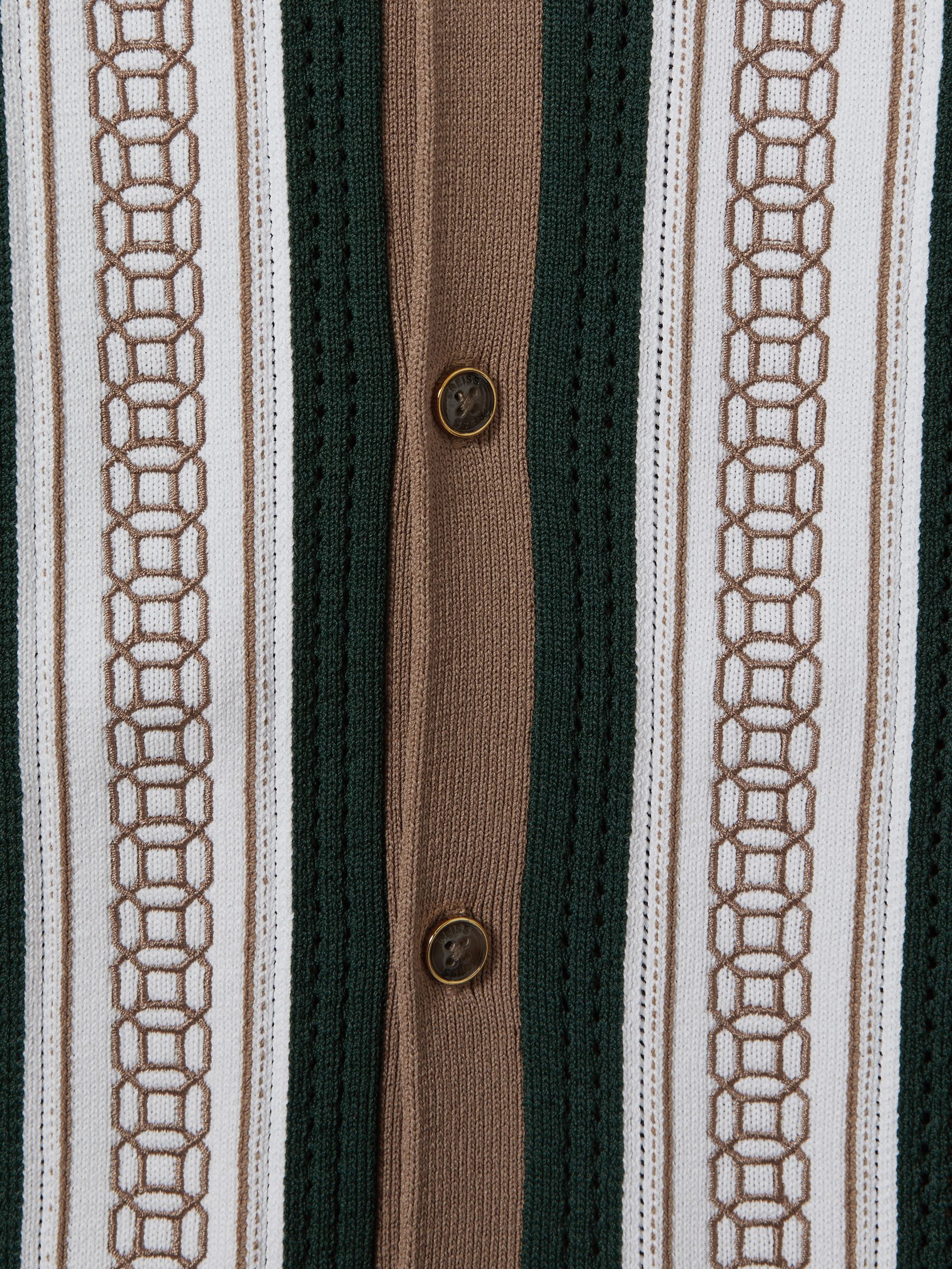 3-9 yrs Embroidered Cuban Collar Shirt in Camel/Green - Image 4 of 4