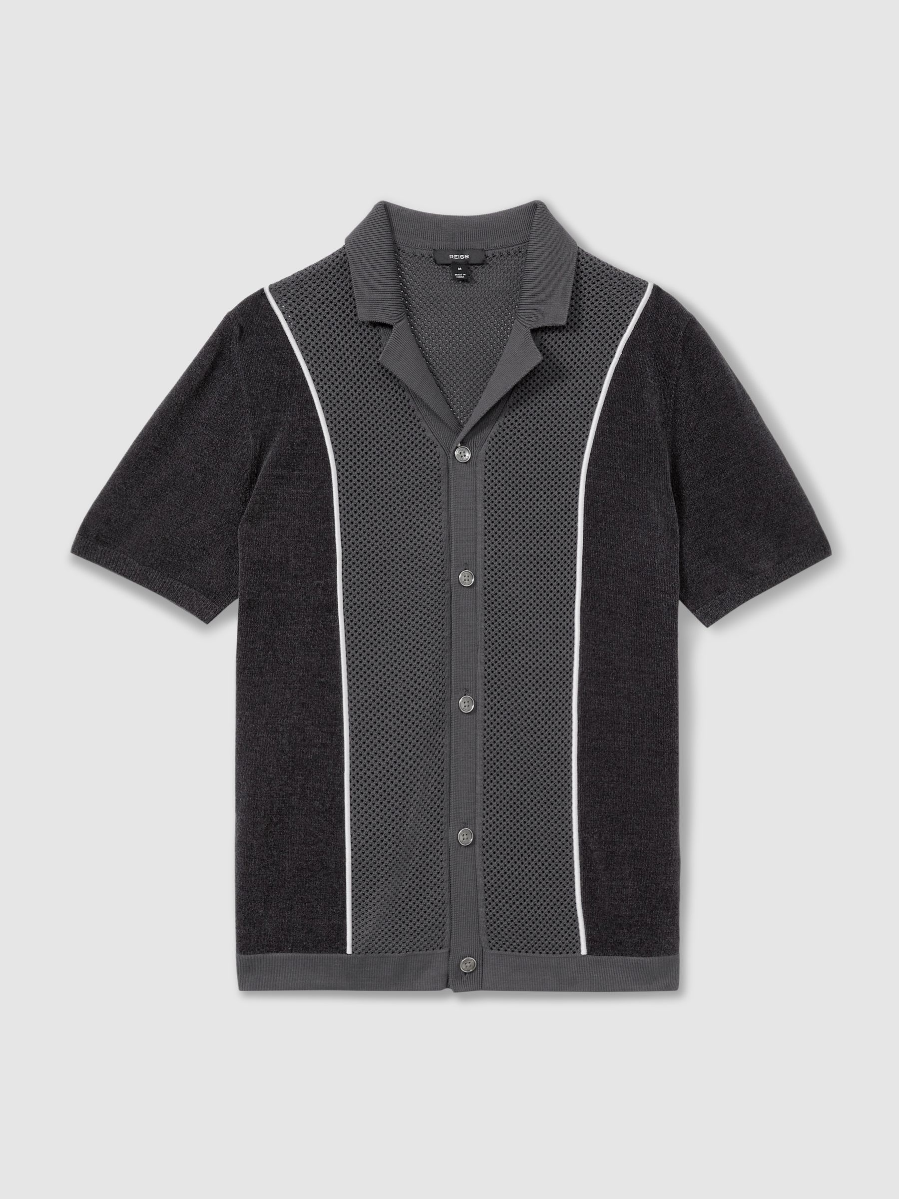 Hybrid Velour Cuban Collar Shirt in Steel Blue - Image 2 of 6