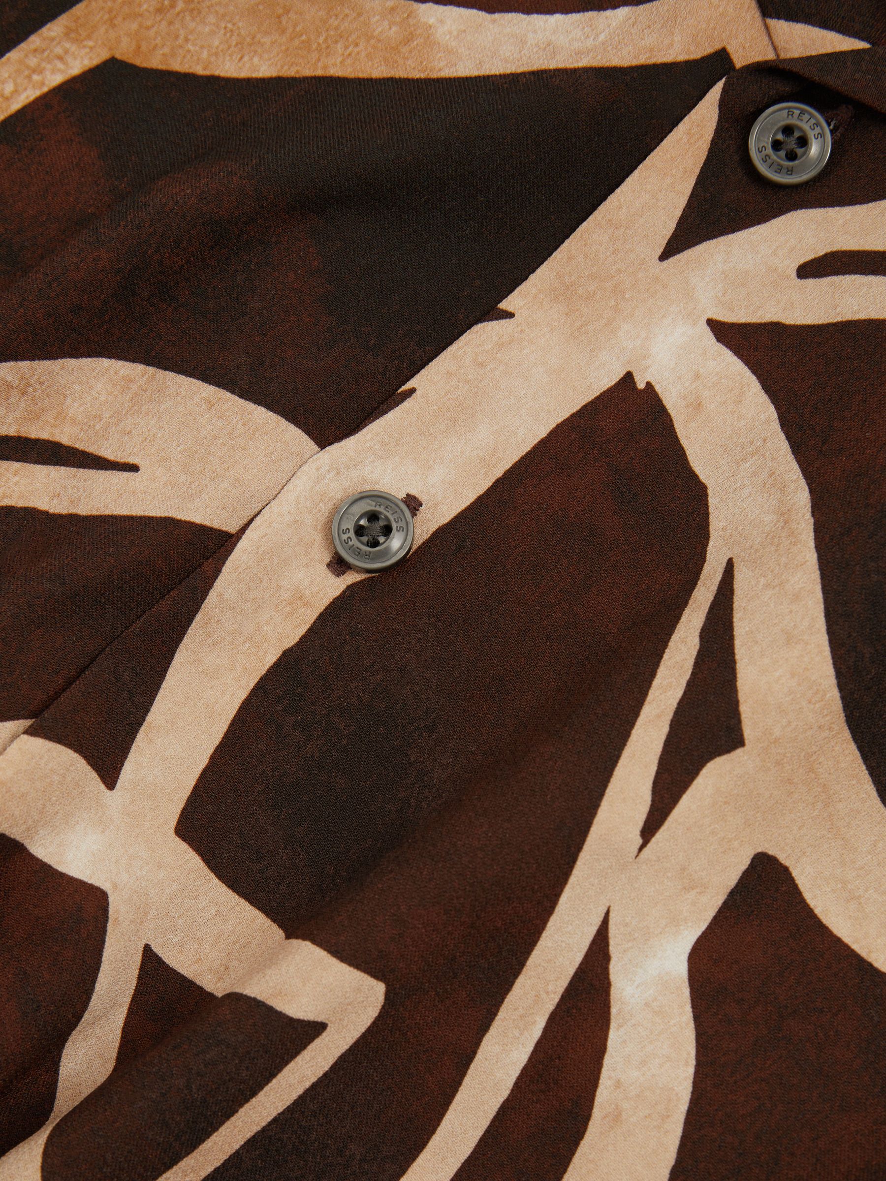 Relaxed Printed Cuban Collar Shirt in Brown/Off White - Image 5 of 5