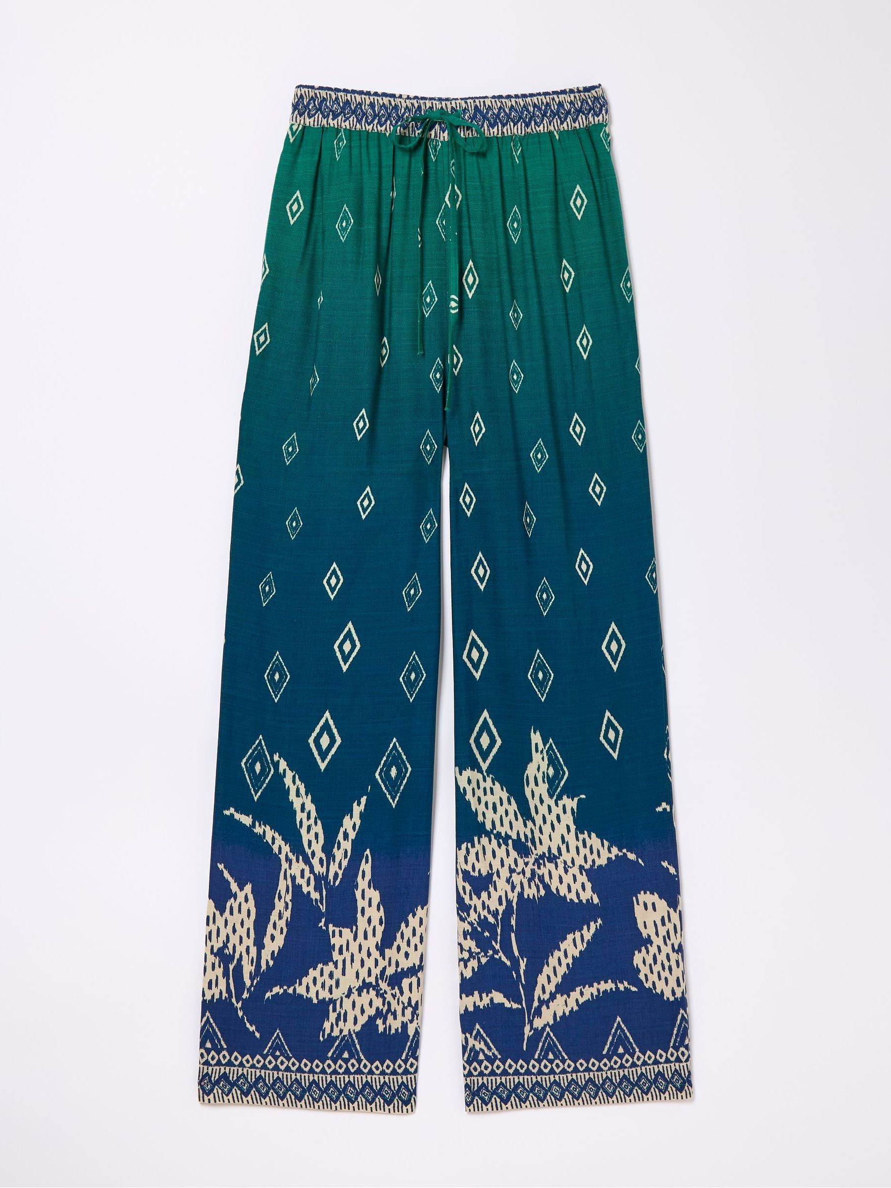 Harper Blue Ombre Leaves Wide Leg Trousers - Image 8 of 8