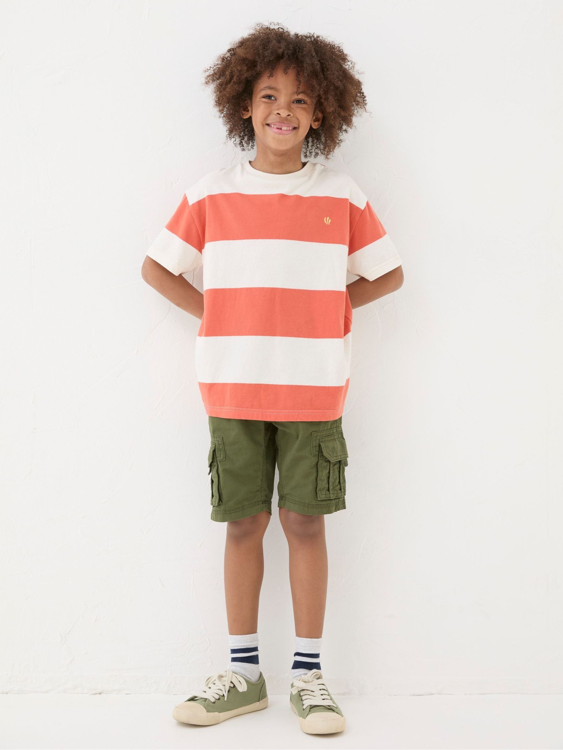 Orange Bold Stripe Jersey T-Shirt - Image 1 of 6 Orange Bold Stripe Jersey T-Shirt - Image 1 of 6