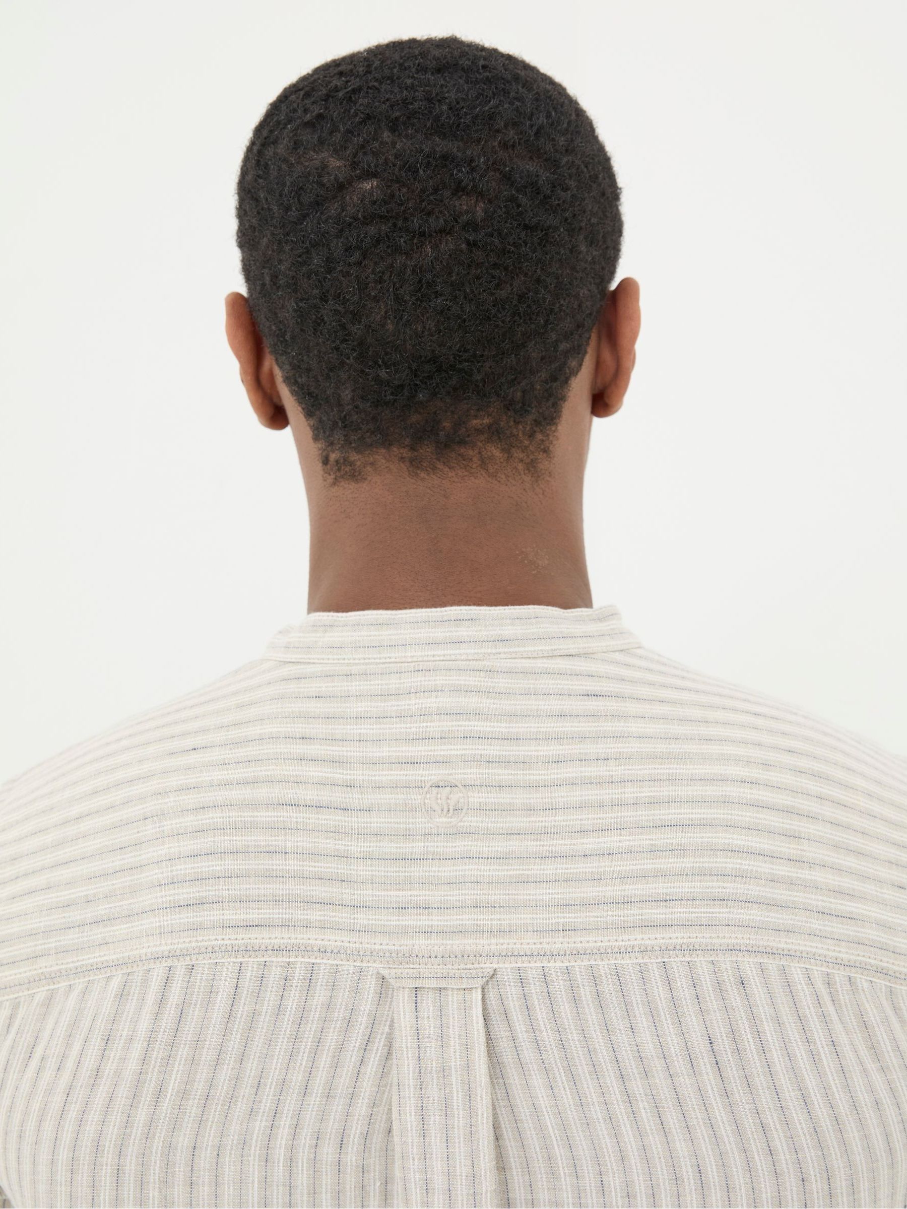 Natural Grandad Stripe Linen Shirt - Image 3 of 5