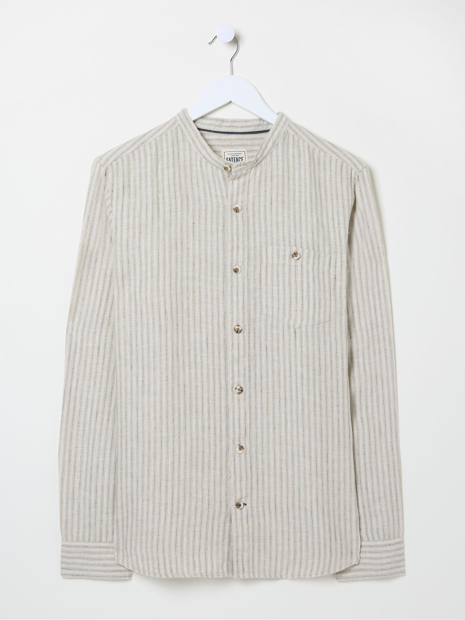 Natural Grandad Stripe Linen Shirt - Image 5 of 5