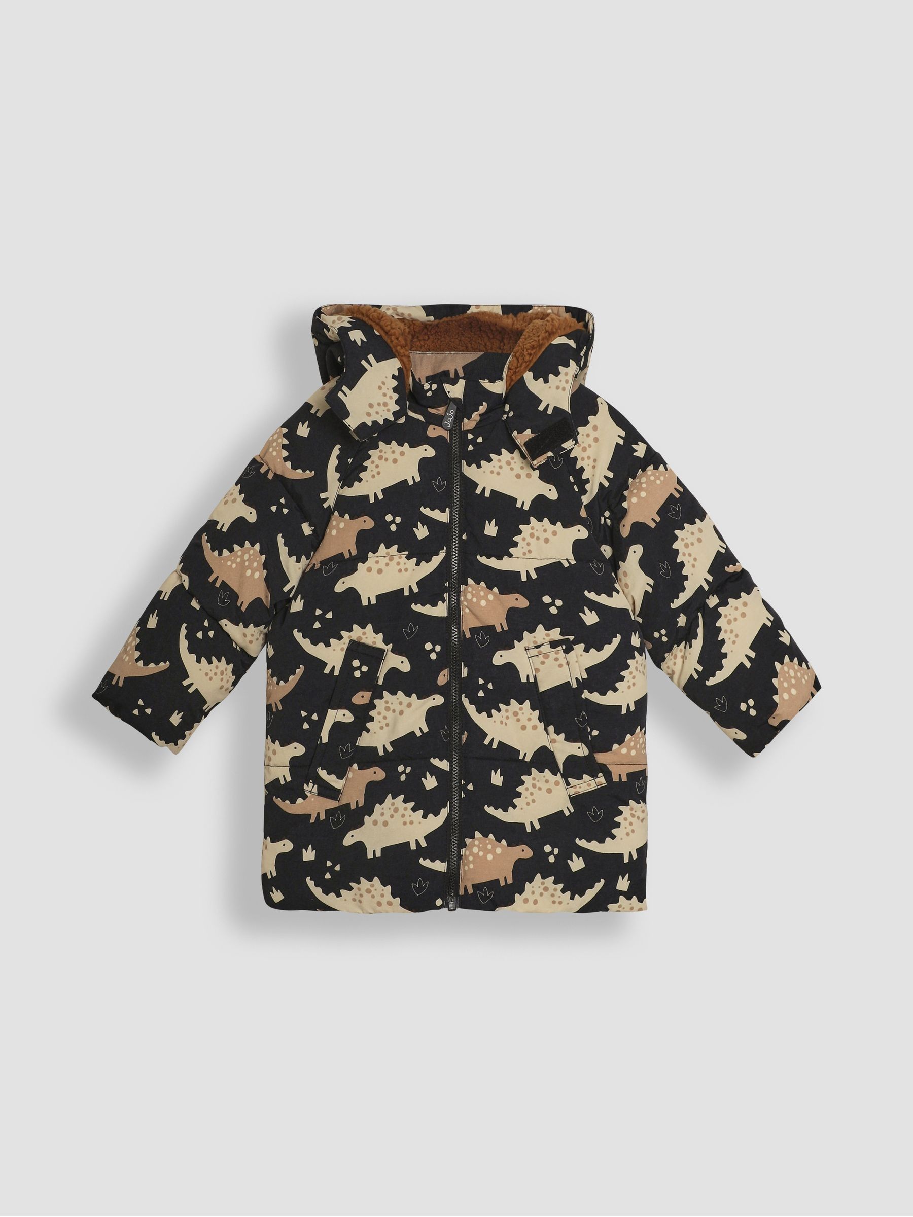 Brown Dino Puffer Coat JoJo Maman Bébé