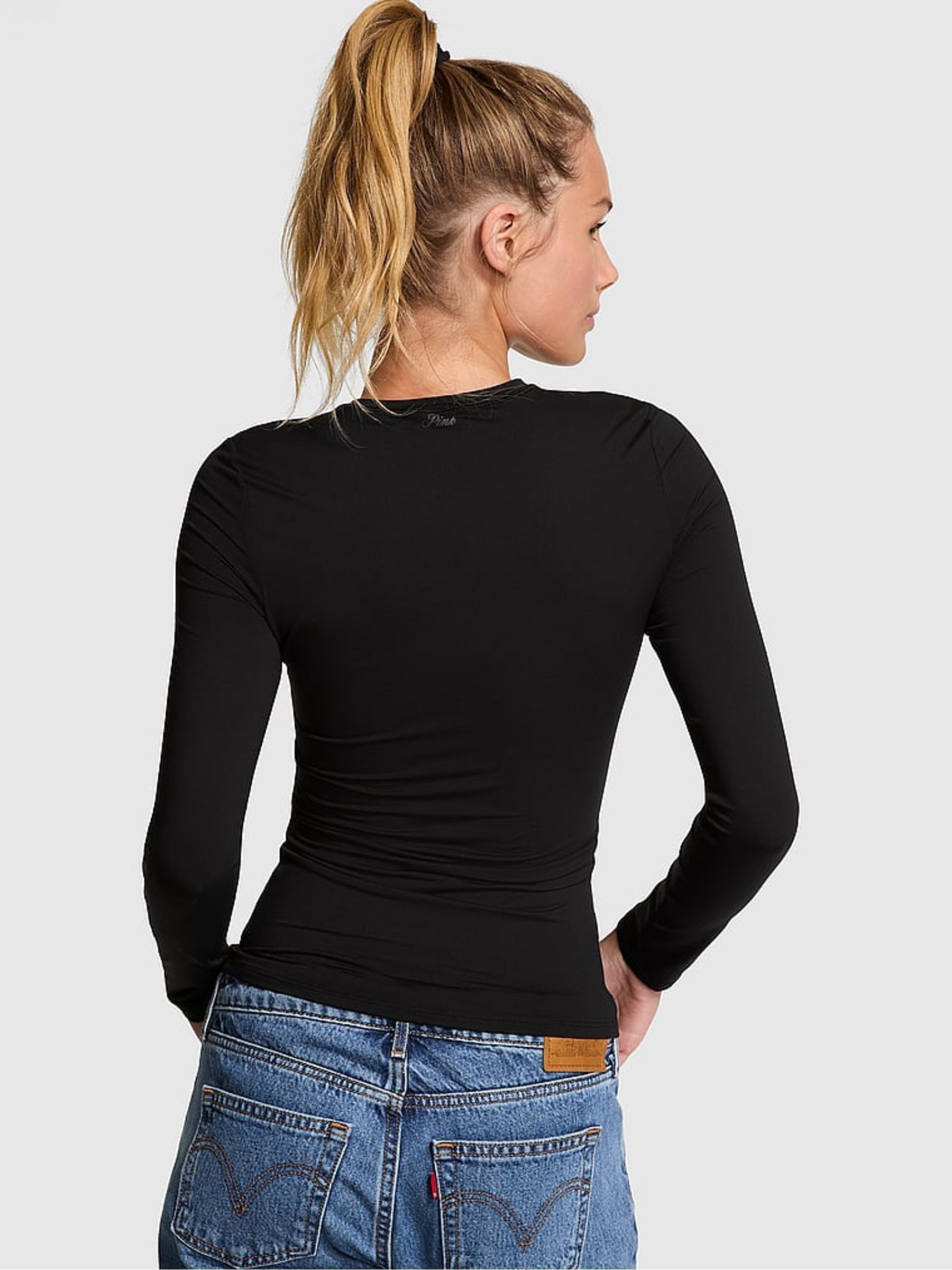 Black Long Sleeve Soft Stretch T-Shirt - Image 2 of 3