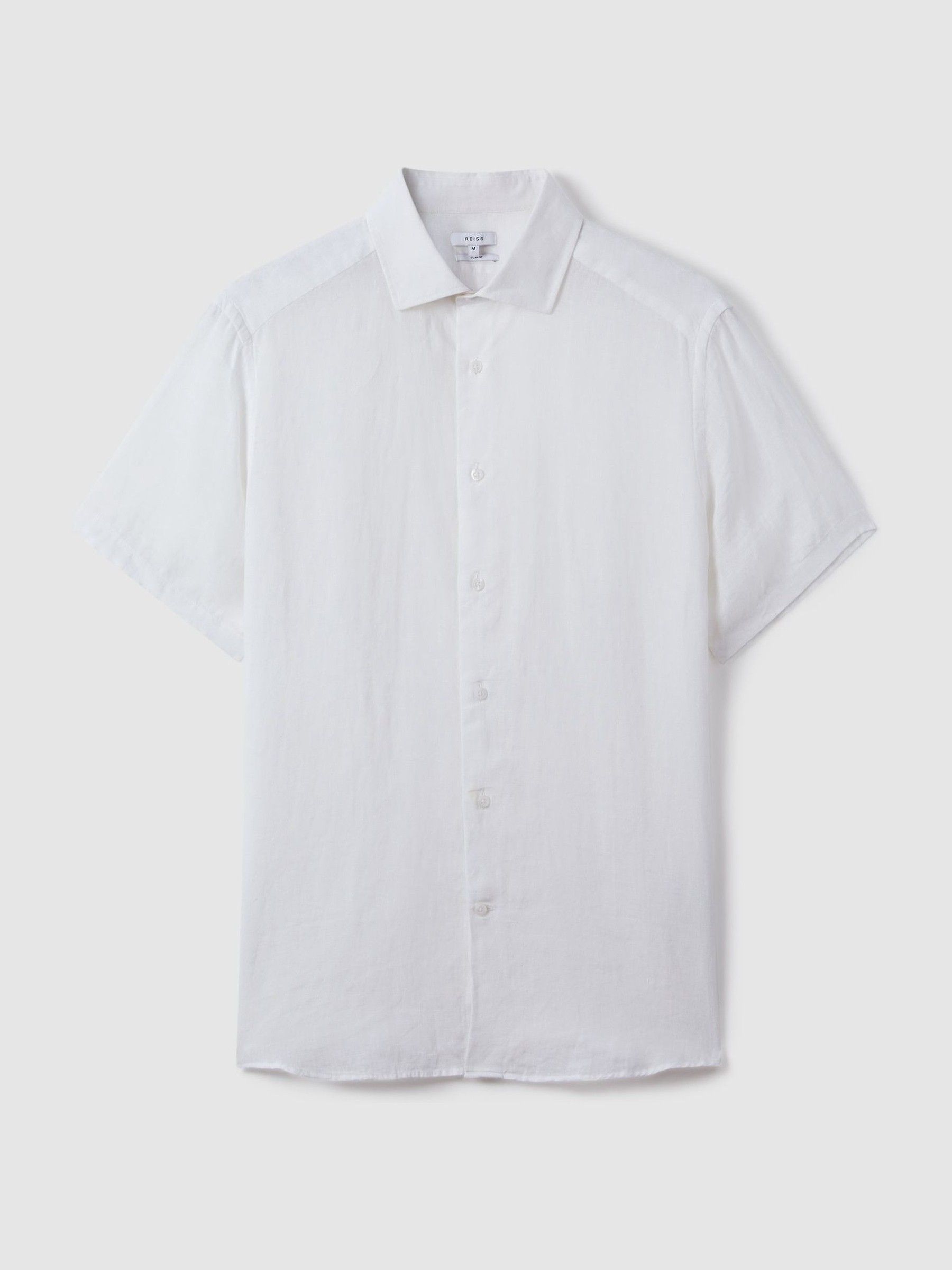 Slim Fit Linen Shirt in White - Image 2 of 6
