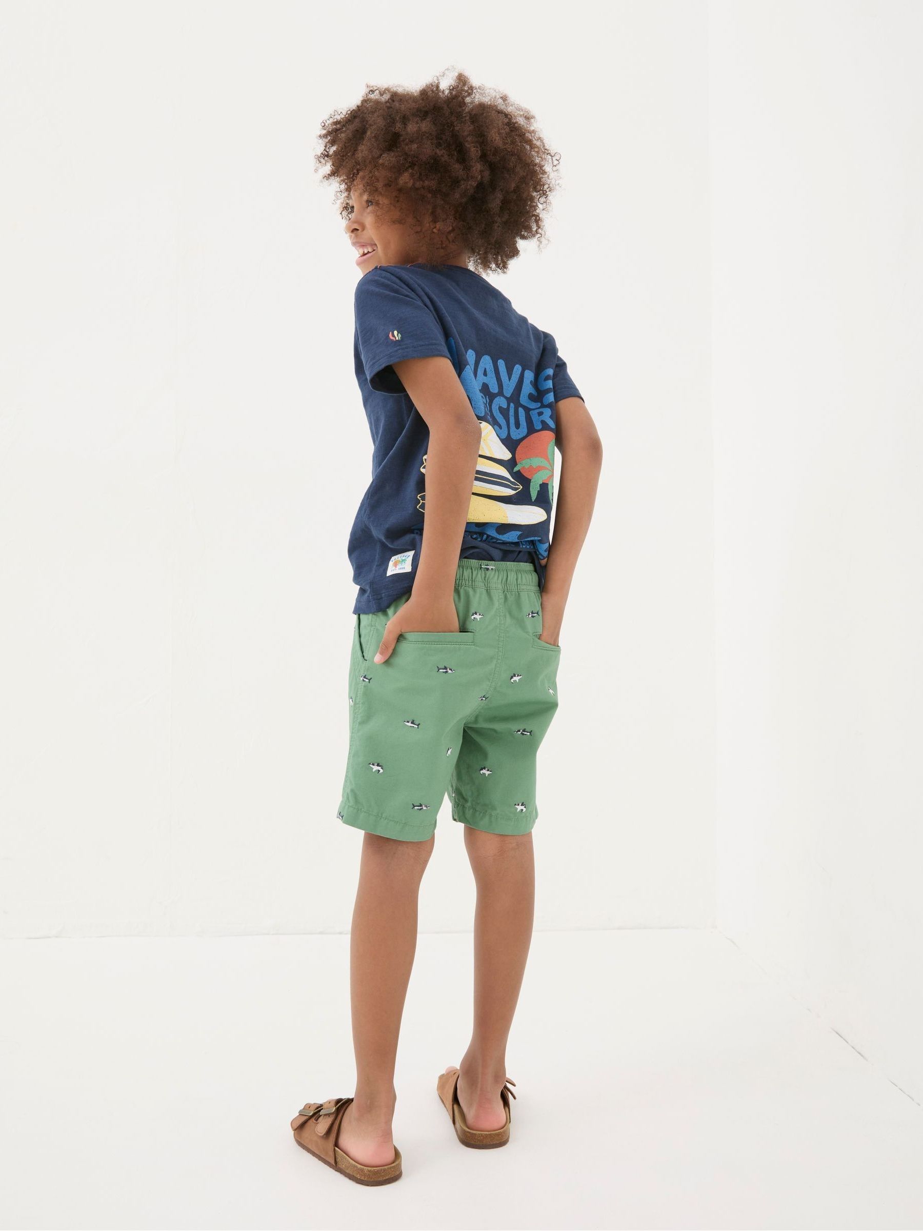 Green Embroidered Shark Shorts - Image 2 of 4