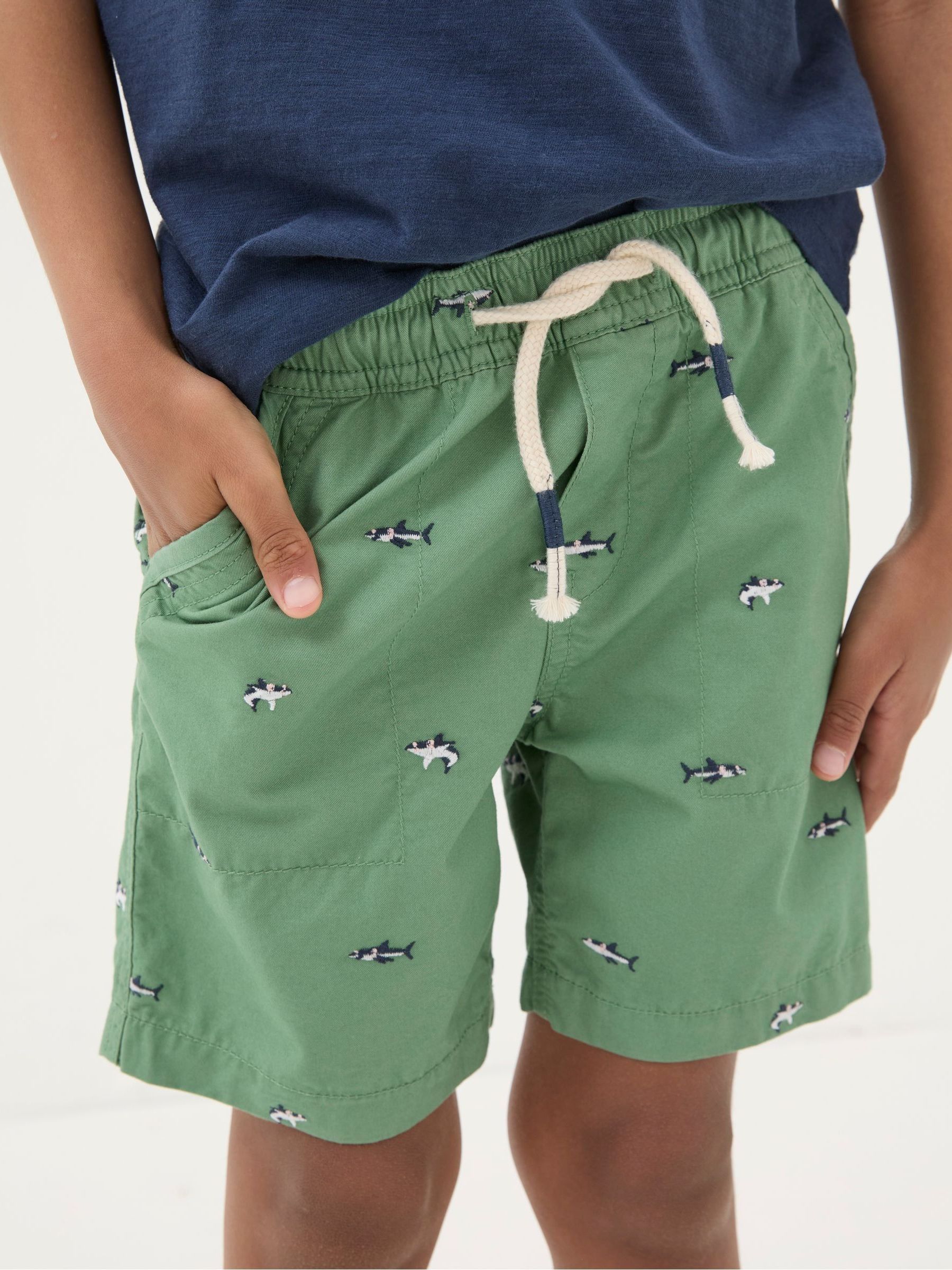 Green Embroidered Shark Shorts - Image 3 of 4