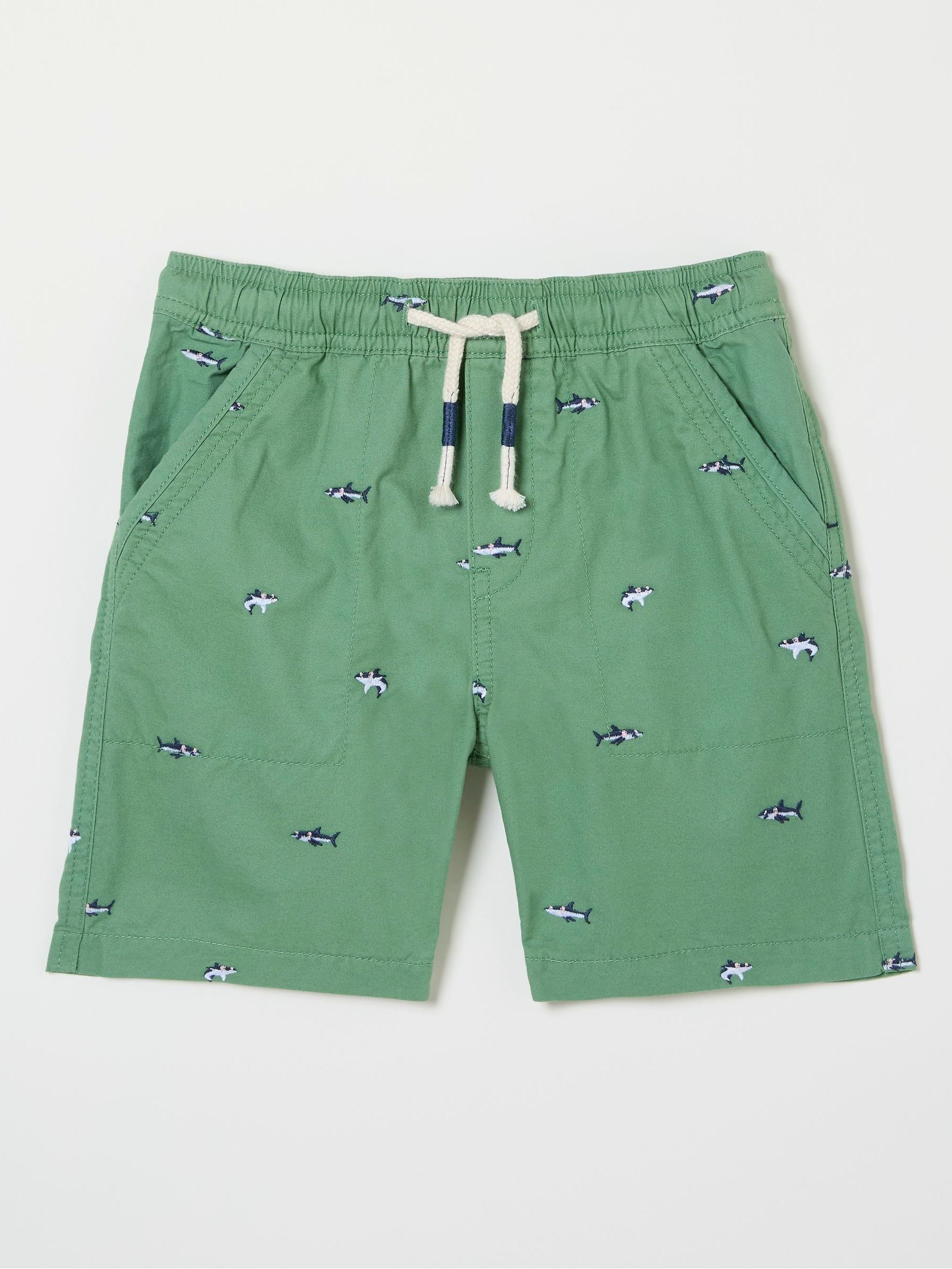 Green Embroidered Shark Shorts - Image 4 of 4