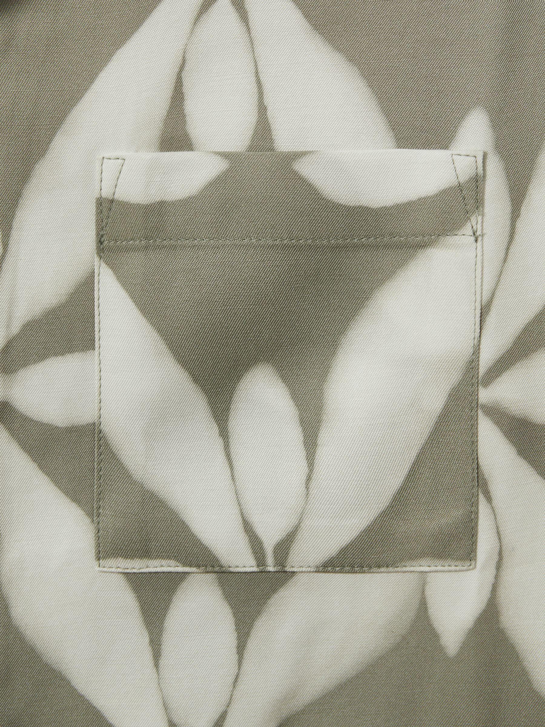 Teen Relaxed Printed Cuban Collar Shirt in Sage Green - Image 5 of 5