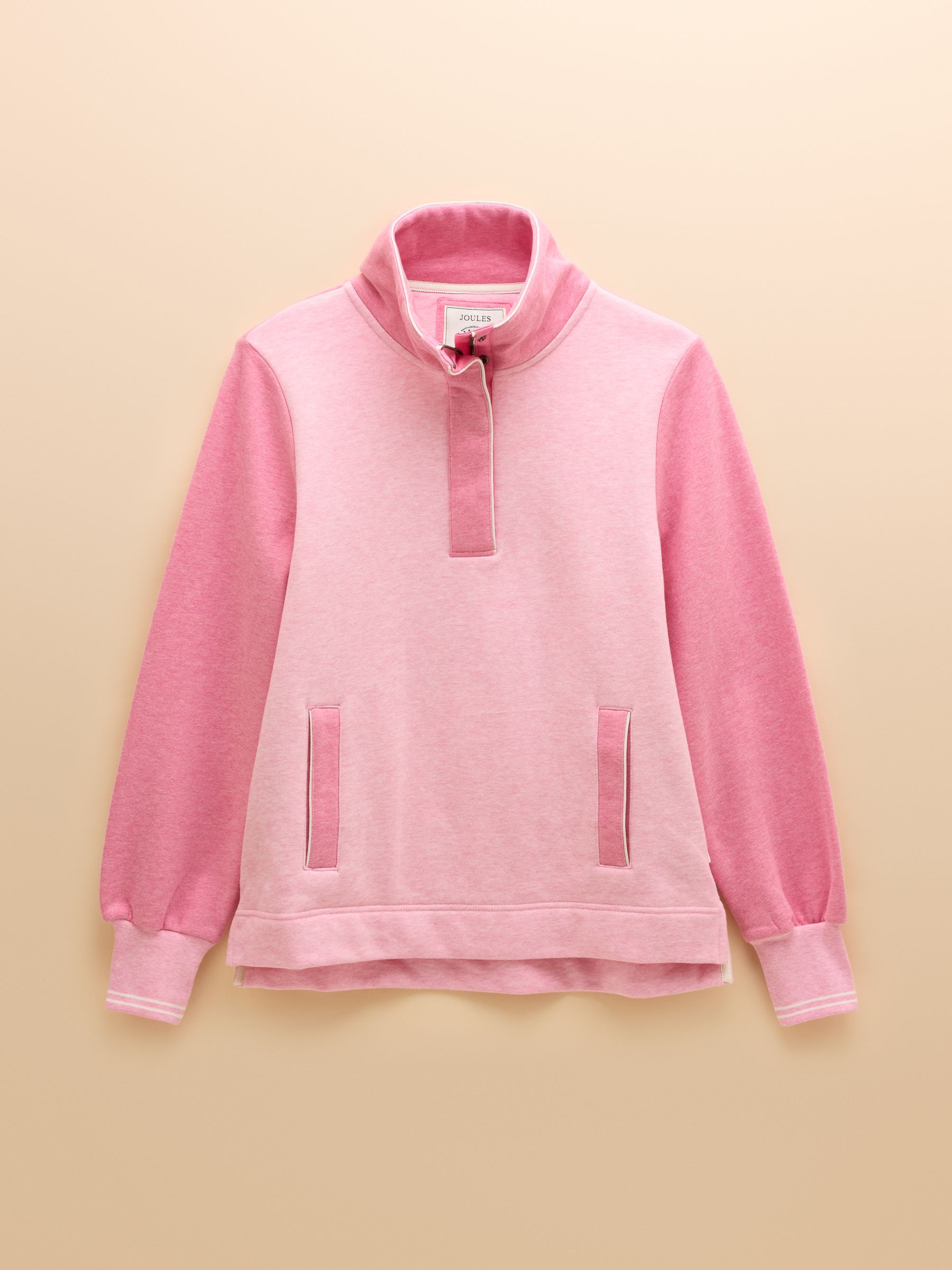 Burnham Pink Cotton Funnel Neck Quarter Zip Sweatshirt - Image 10 of 11