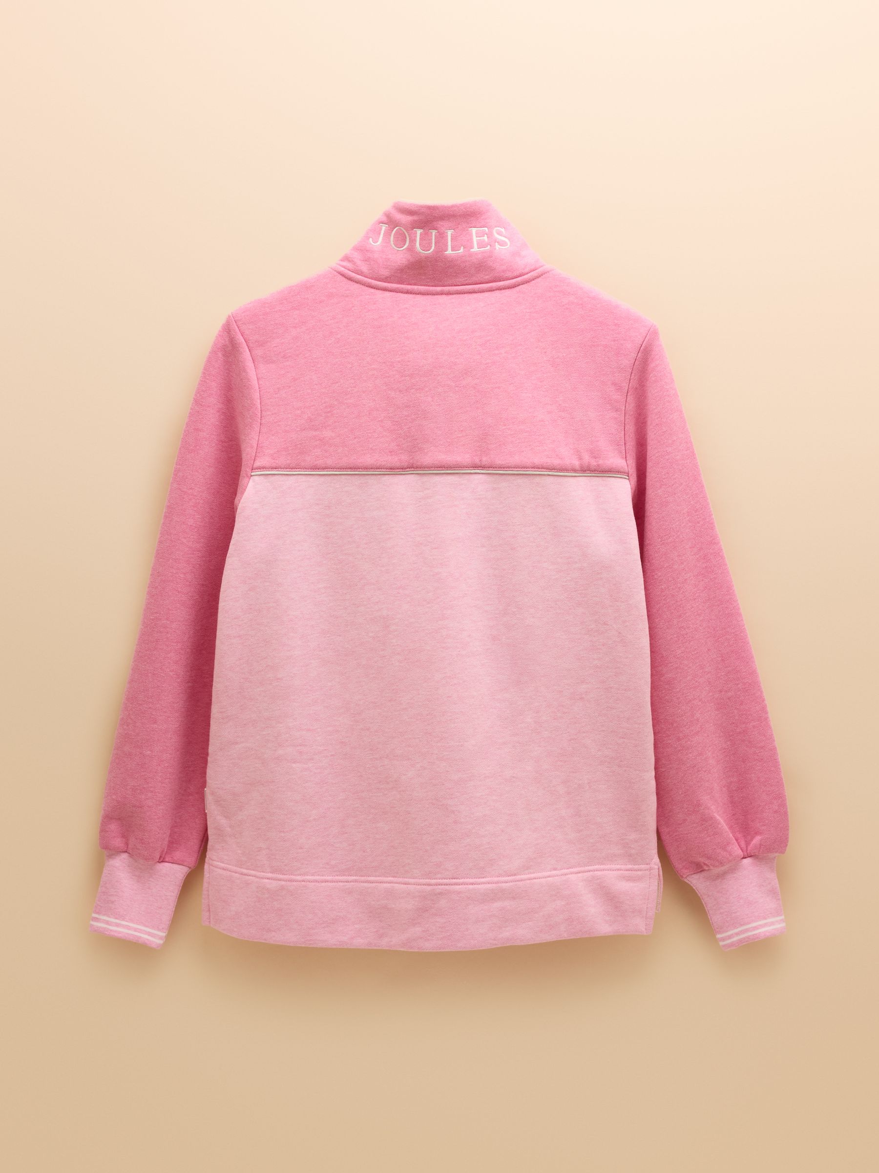 Burnham Pink Cotton Funnel Neck Quarter Zip Sweatshirt - Image 11 of 11