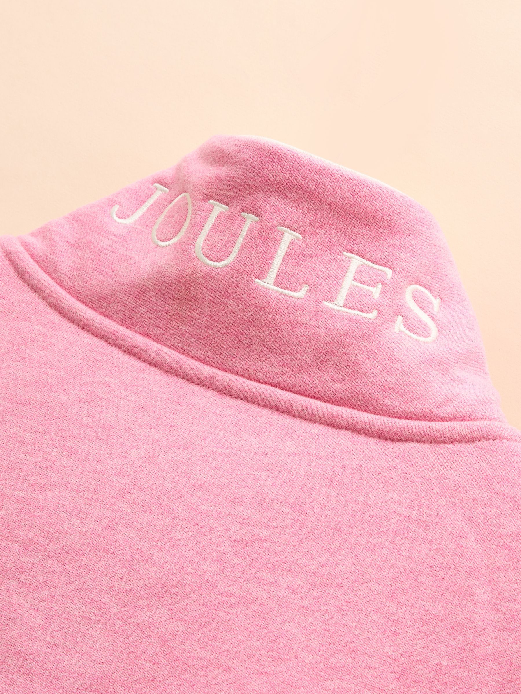 Burnham Pink Cotton Funnel Neck Quarter Zip Sweatshirt - Image 7 of 11