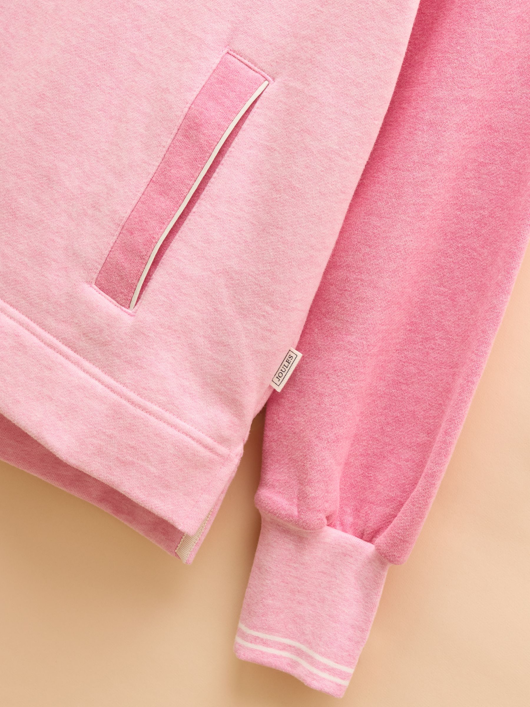 Burnham Pink Cotton Funnel Neck Quarter Zip Sweatshirt - Image 8 of 11