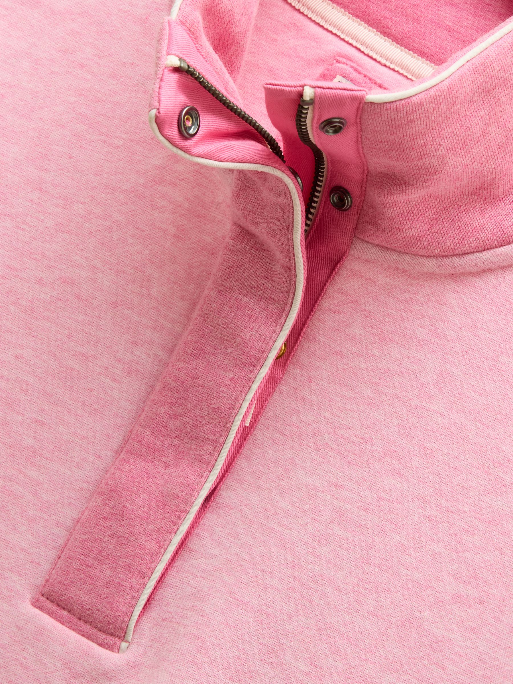 Burnham Pink Cotton Funnel Neck Quarter Zip Sweatshirt - Image 9 of 11
