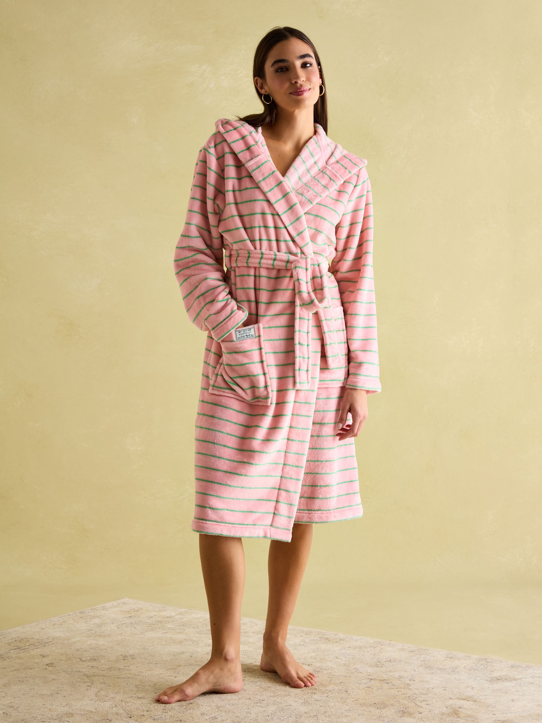 Luna Pink Fleece Dressing Gown with Hood Joules - Main Image