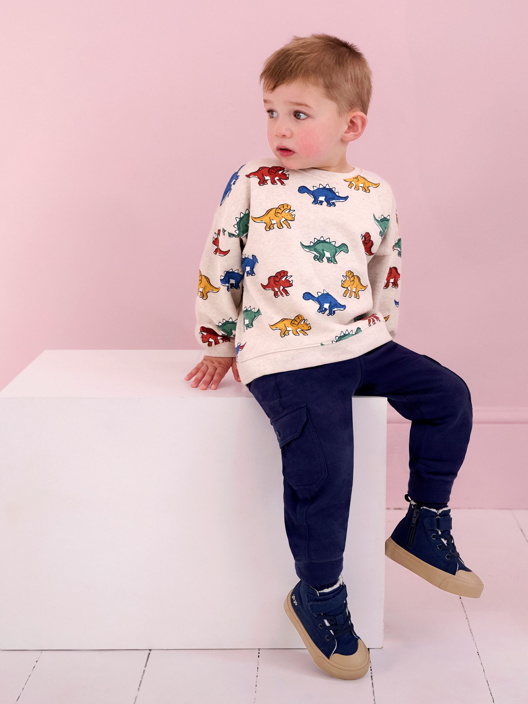Natural Dinosaur Construction Vehicle Print Sweatshirt - Image 6 of 8