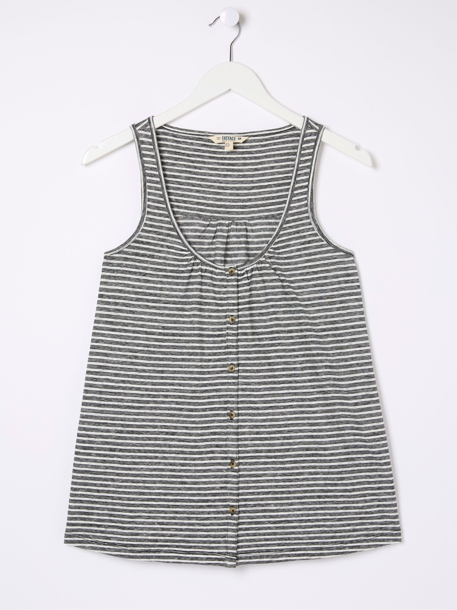 Flora Black Cotton Linen Stripe Vest - Image 5 of 5