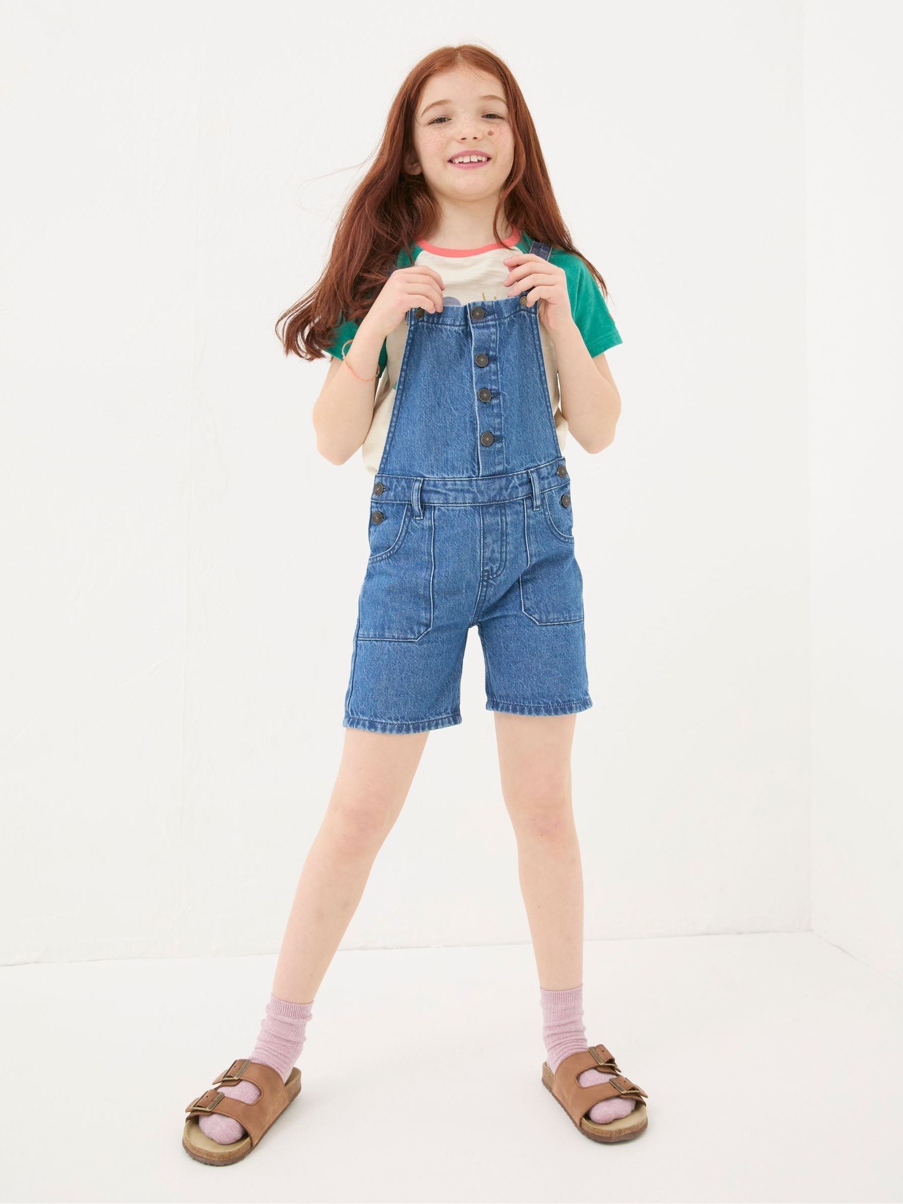 Blue Denim Shortie Dungarees - Image 1 of 4