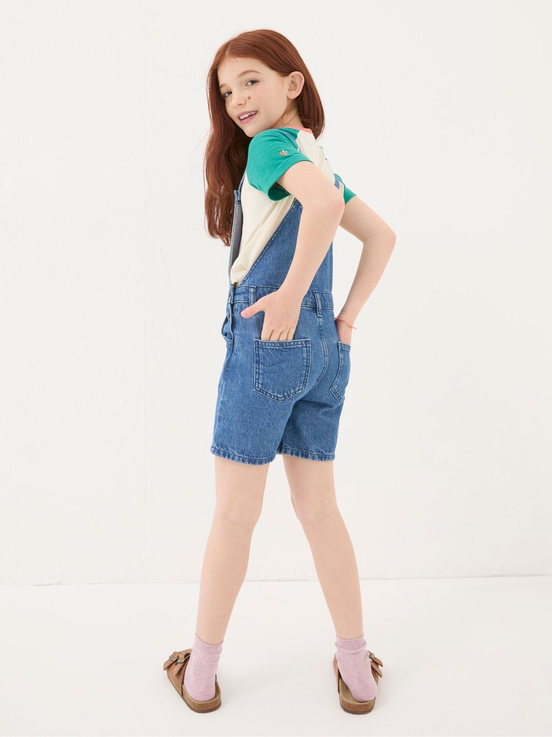 Blue Denim Shortie Dungarees - Image 2 of 4