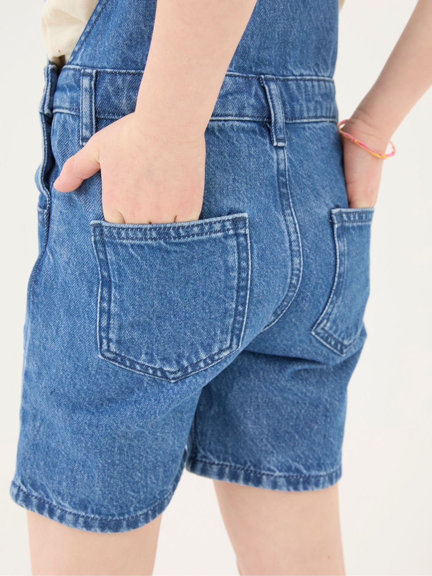 Blue Denim Shortie Dungarees - Image 3 of 4