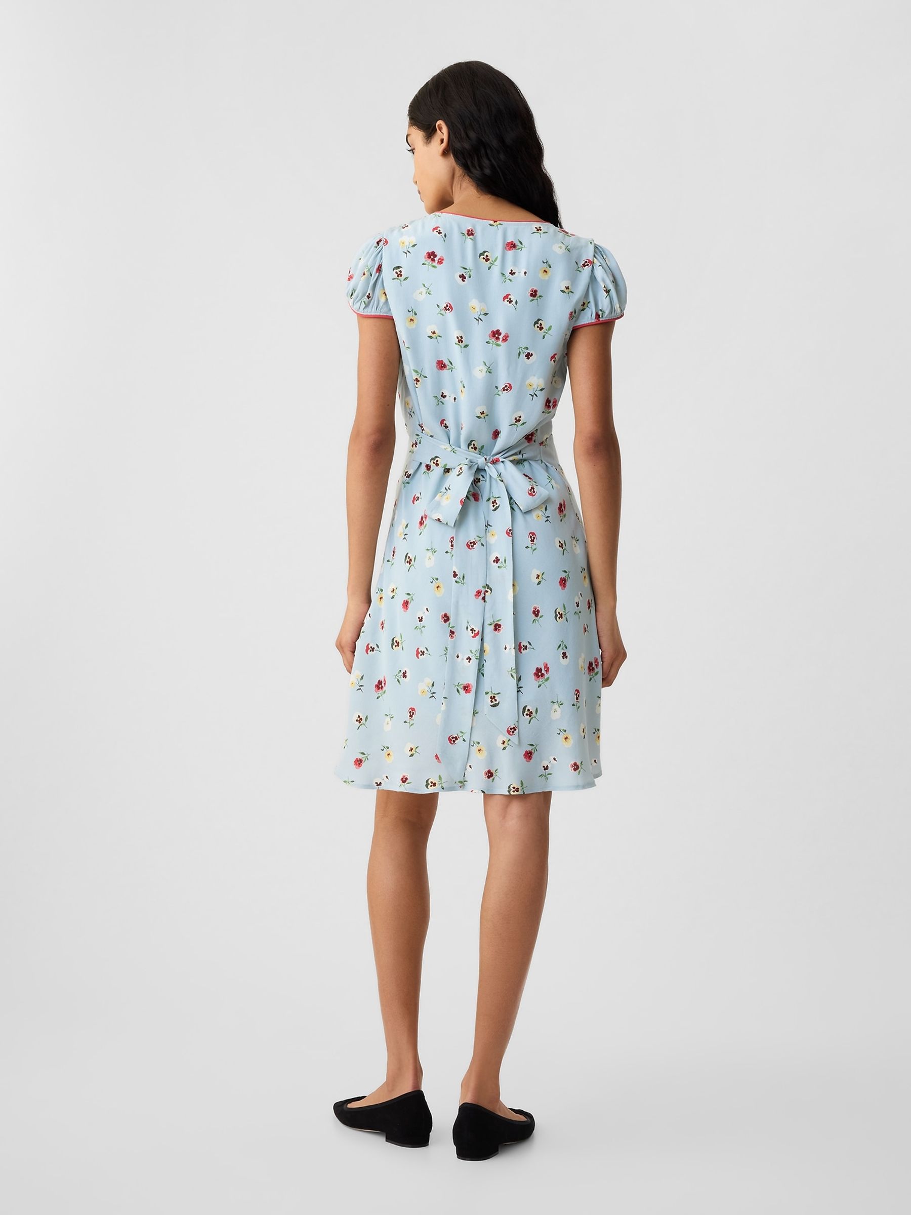 doen blue mini dress Doen Julie Floral-print Organic Cotton-poplin Mini Dress in Blue